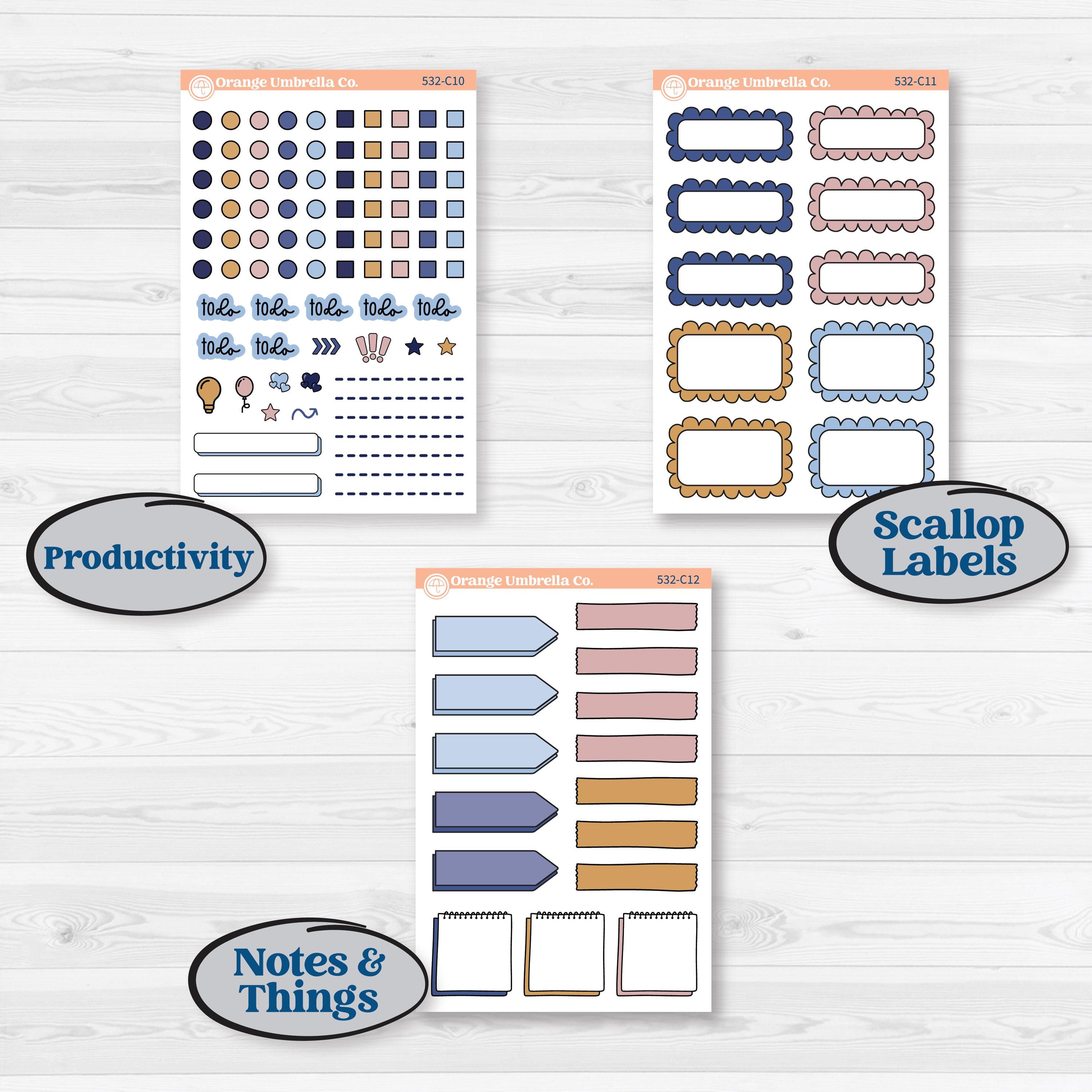 Starry Ocean and Sea Night | Weekly Add-On Labels Planner Kit Stickers | Jonah | KIT-532-C