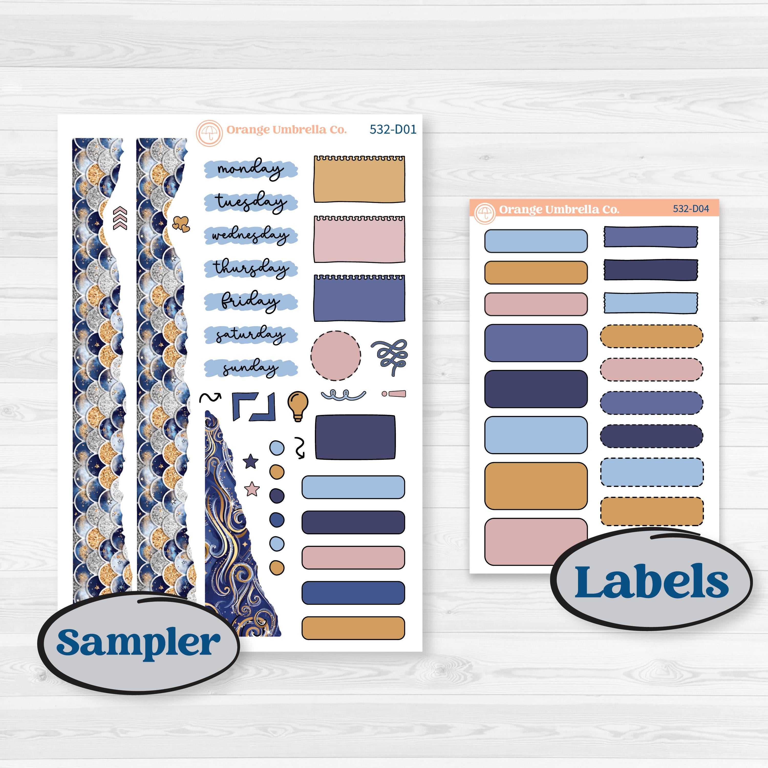 Starry Ocean and Sea Night | Journaling or Scrapbooking Kit | Creative Junk Journal Planner Stickers | Jonah | KIT-532-D