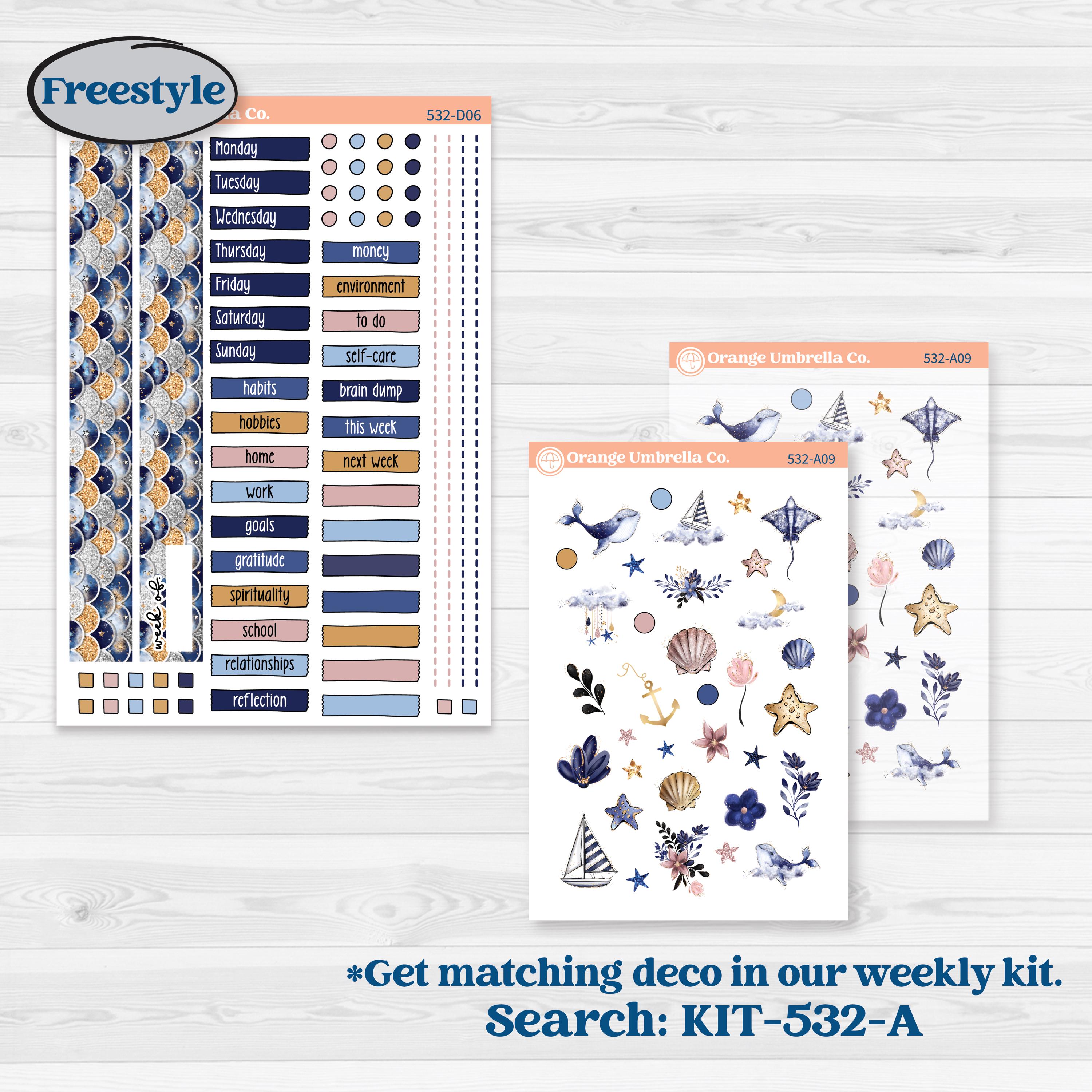 Starry Ocean and Sea Night | Journaling or Scrapbooking Kit | Creative Junk Journal Planner Stickers | Jonah | KIT-532-D