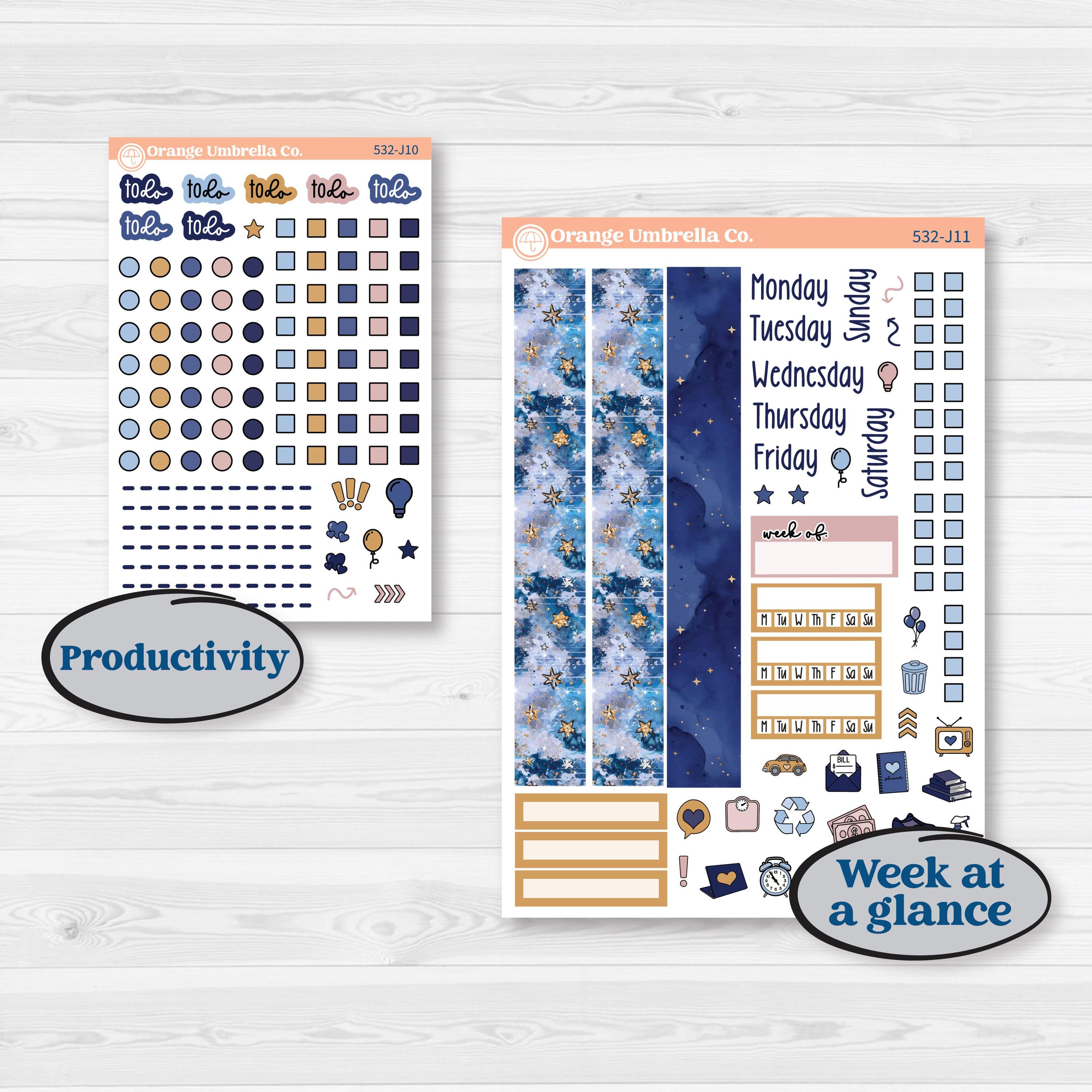 Starry Ocean and Sea Night | A5 Daily Duo Planner Kit Stickers | Jonah | KIT-532-J