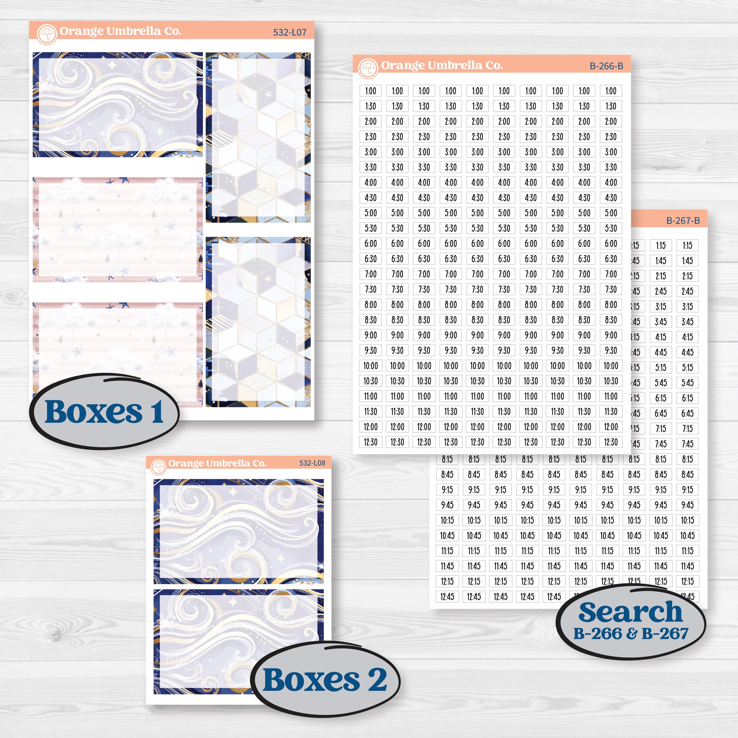 Starry Ocean and Sea Night | 7x9 Plum Daily Planner Kit Stickers | Jonah | KIT-532-L