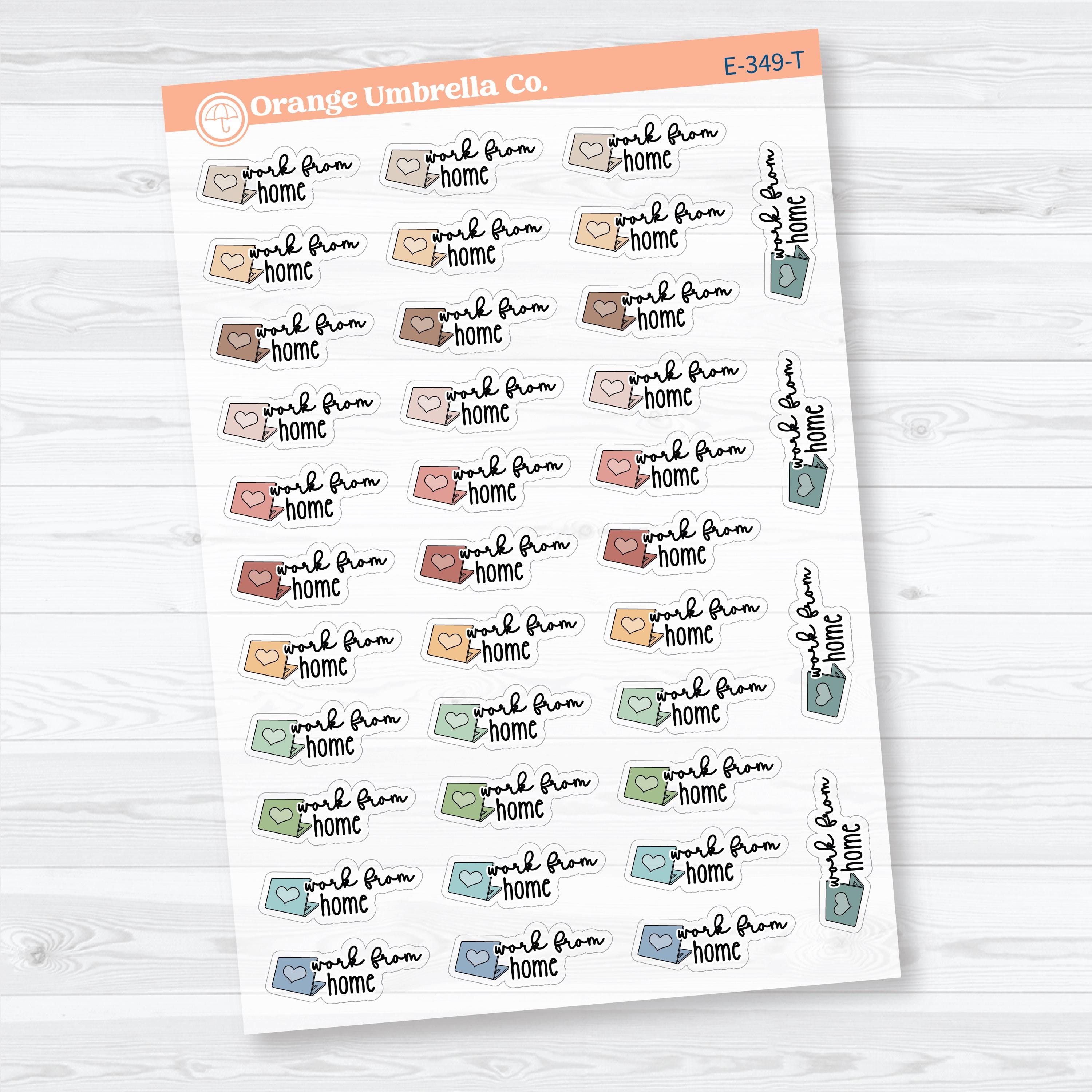 Work From Home Clear Matte Planner Stickers | F18 Event Labels | E-349-CM