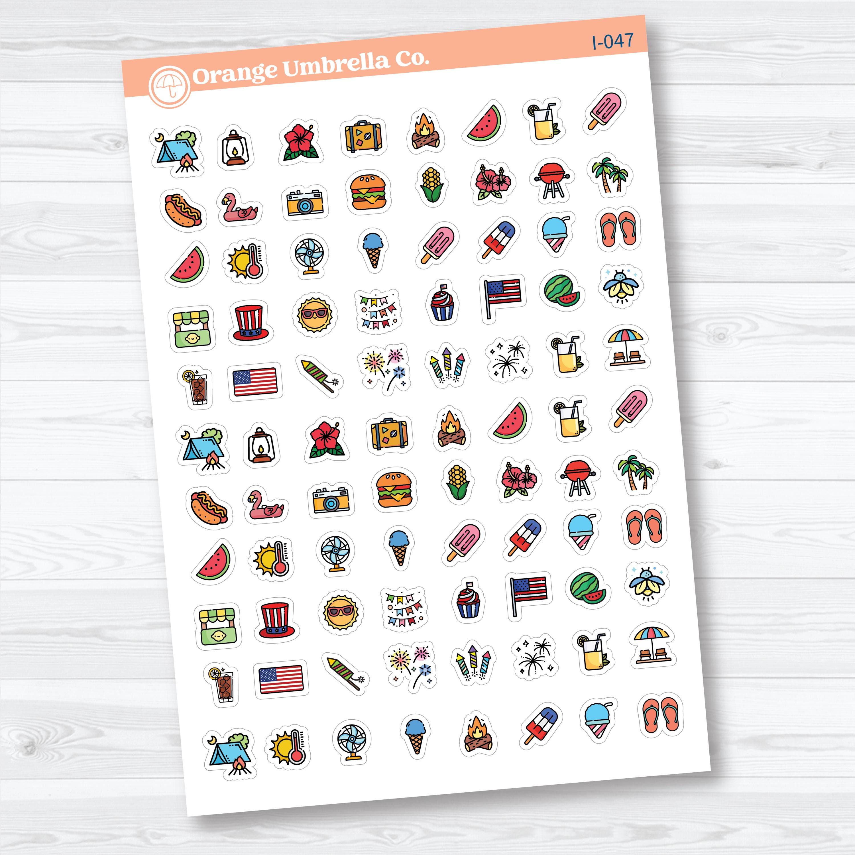 July Summer Themed Icons | Planner Stickers | I-047