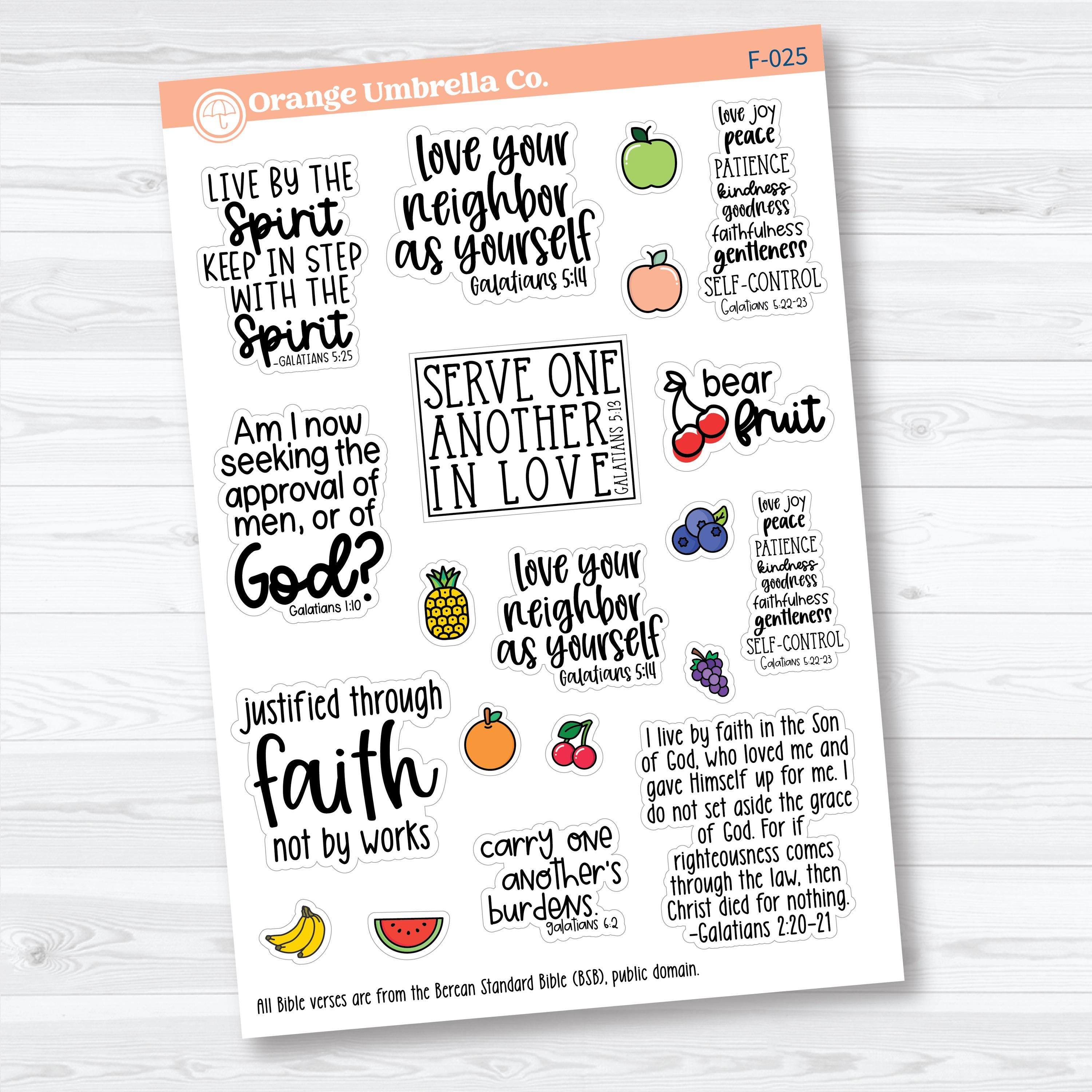 Fruit of the Spirit Galatians Faith-Based Planner & Bible Journaling Stickers | F-025–F-027