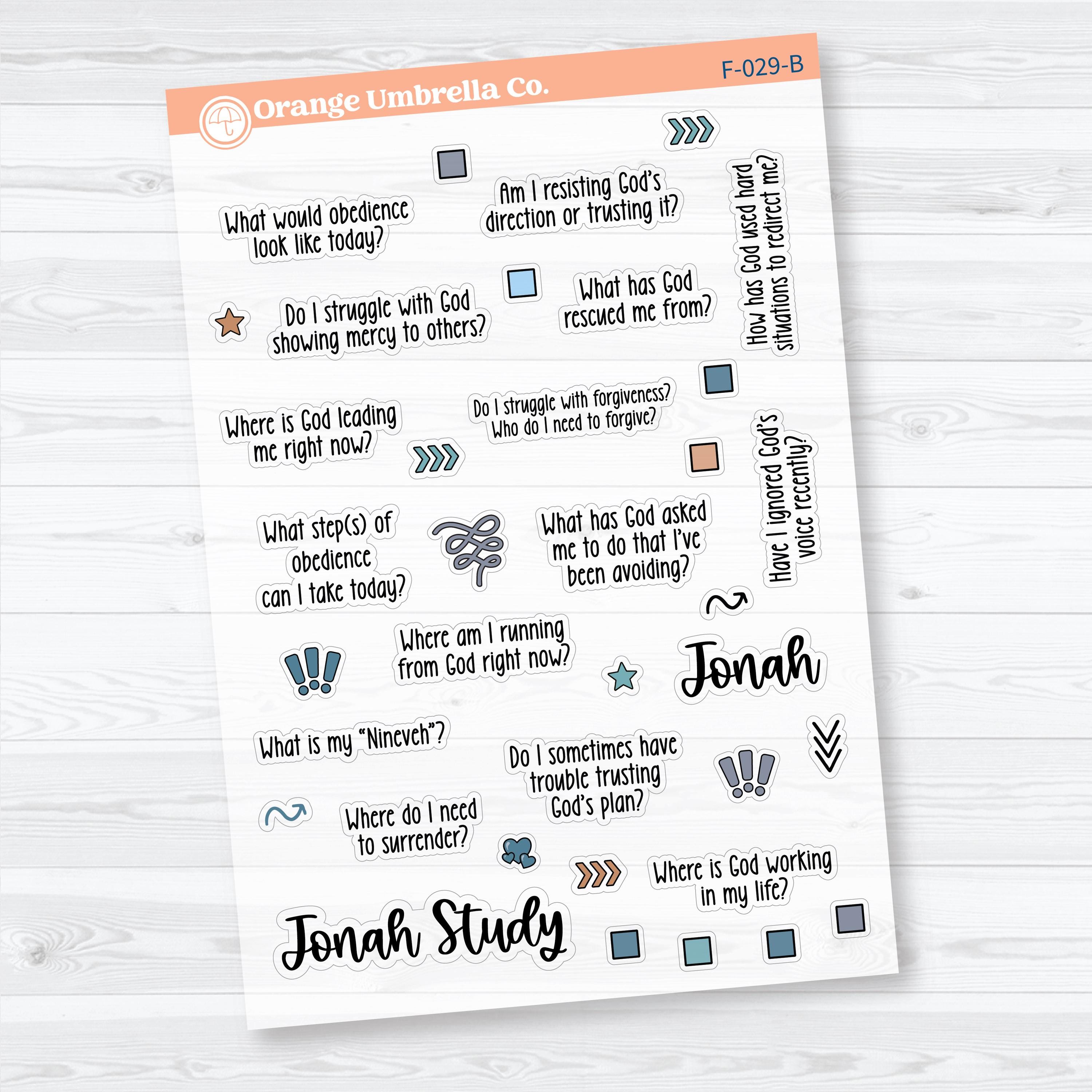 Jonah Bible Study Clear Matte Faith-Based Planner & Bible Journaling Stickers | F-028–F-030-CM