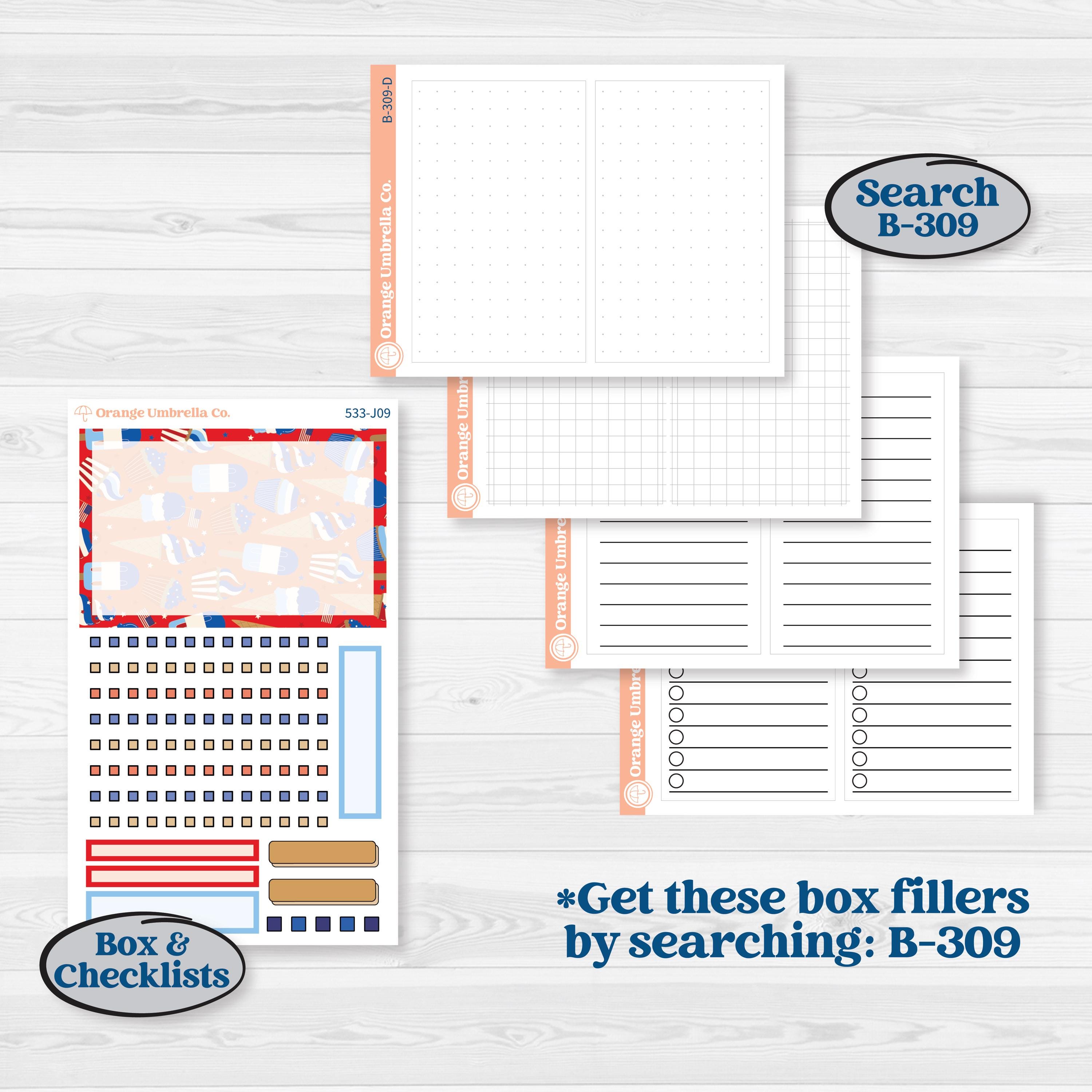 Fourth of July | A5 Daily Duo Planner Kit Stickers | Red White & Kaboom | KIT-533-J