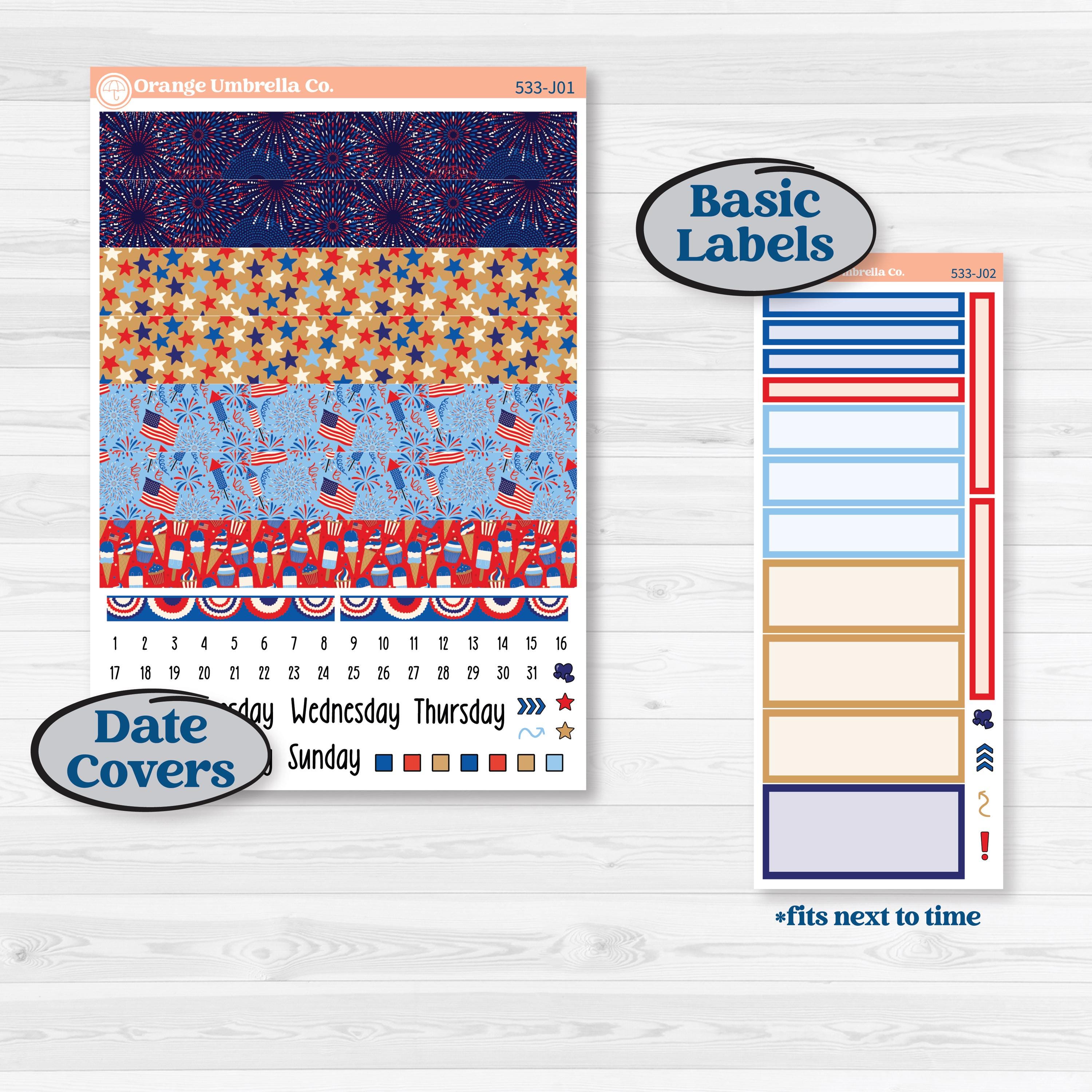Fourth of July | A5 Daily Duo Planner Kit Stickers | Red White & Kaboom | KIT-533-J
