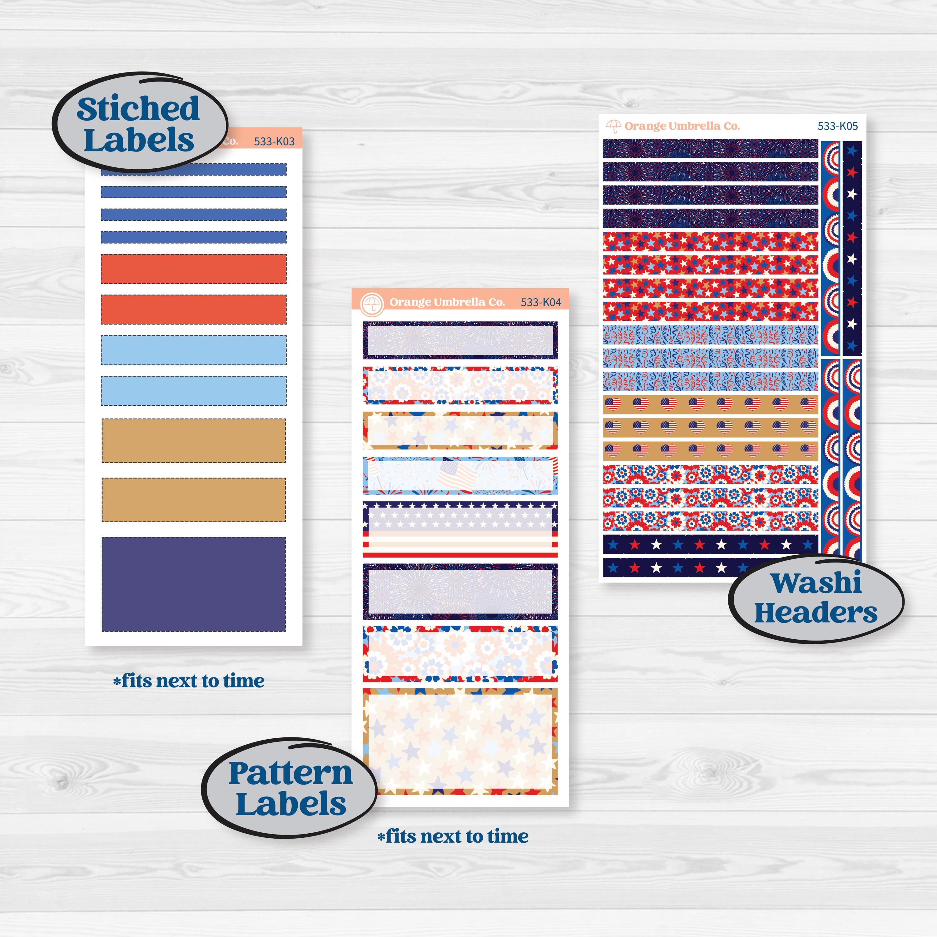 Fourth of July | 7x9 Erin Condren Daily Duo Planner Kit Stickers | Red White & Kaboom | KIT-533-K