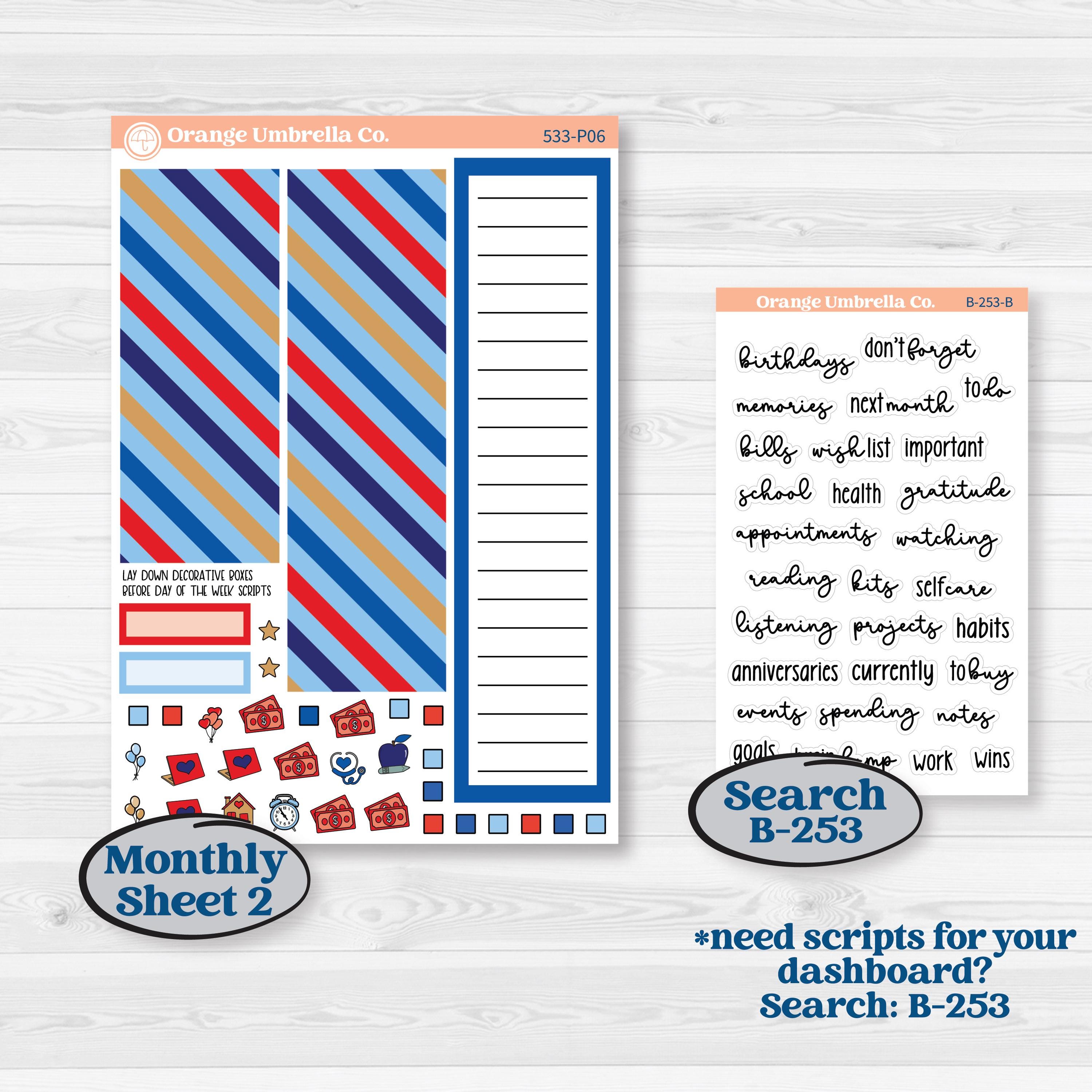 Fourth of July | A5 Plum Monthly + Dashboard Planner Kit Stickers | Red White & Kaboom | KIT-533-P