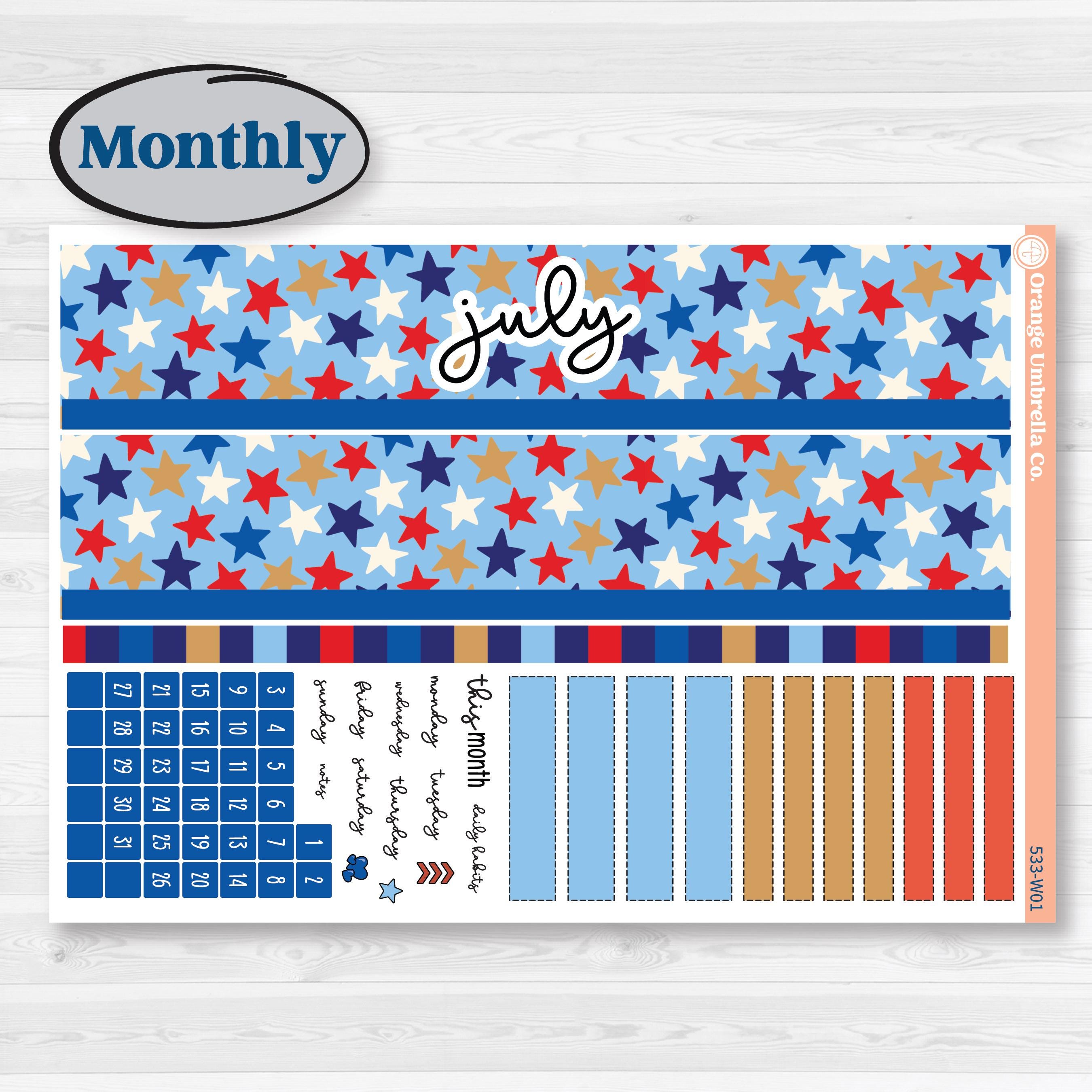 Fourth of July | Laurel Denise Scout Large Planner Kit Stickers | Red White & Kaboom | KIT-533-W