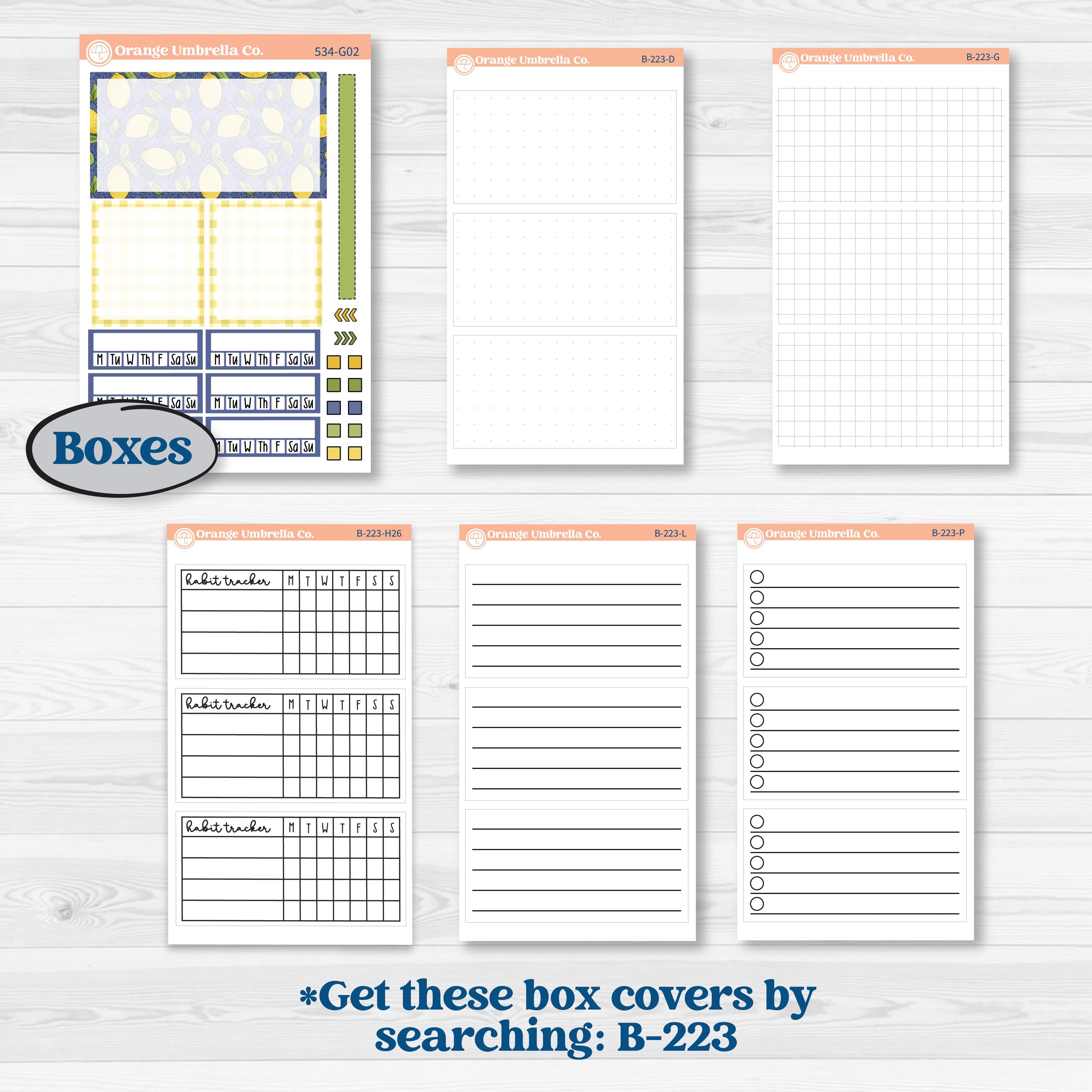 Summer Lemon Kit | Erin Condren 7x9 Weekly Dashboard Planner Kit Stickers | Lemonade Stand | KIT-534-G
