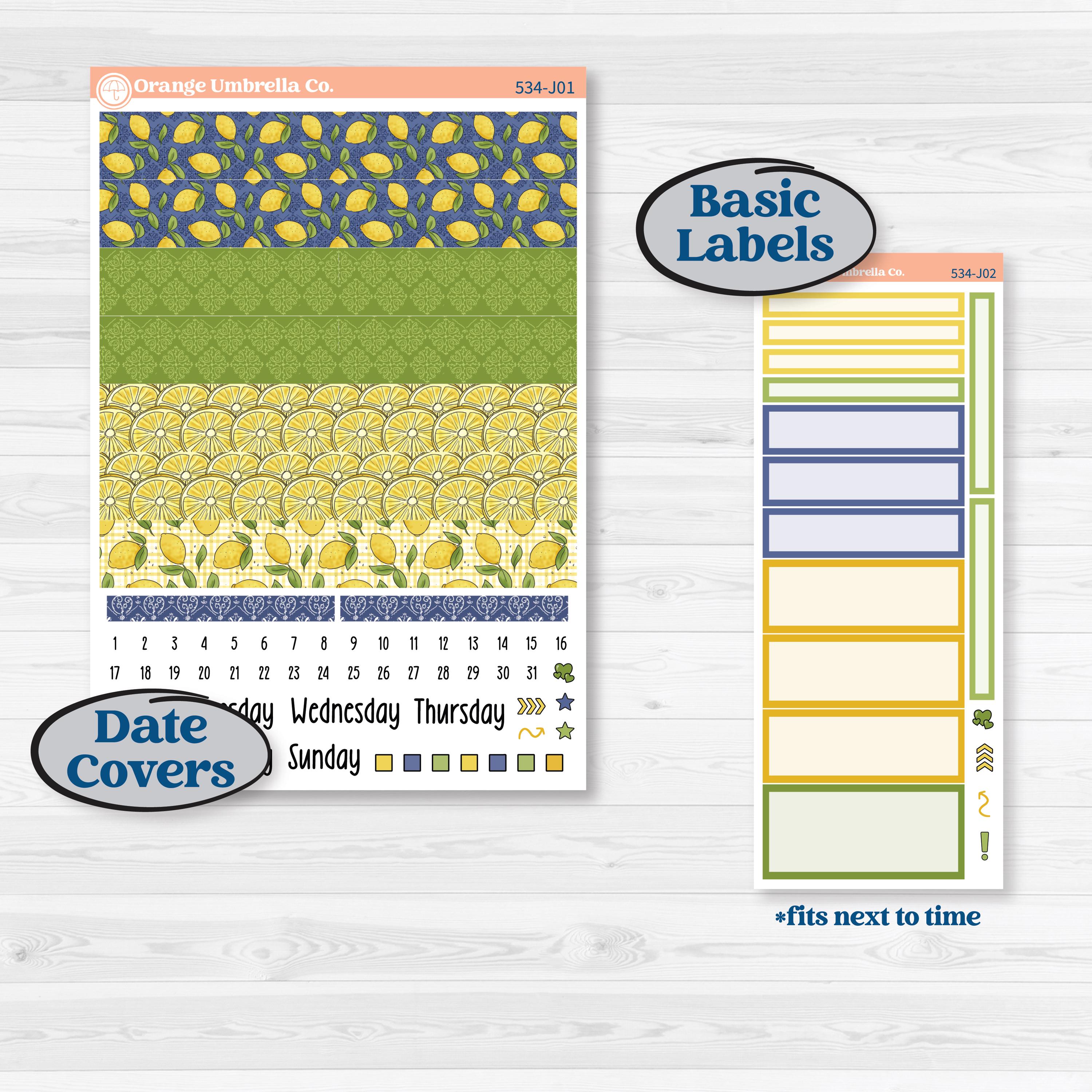 Summer Lemon Kit | A5 Daily Duo Planner Kit Stickers | Lemonade Stand | KIT-534-J