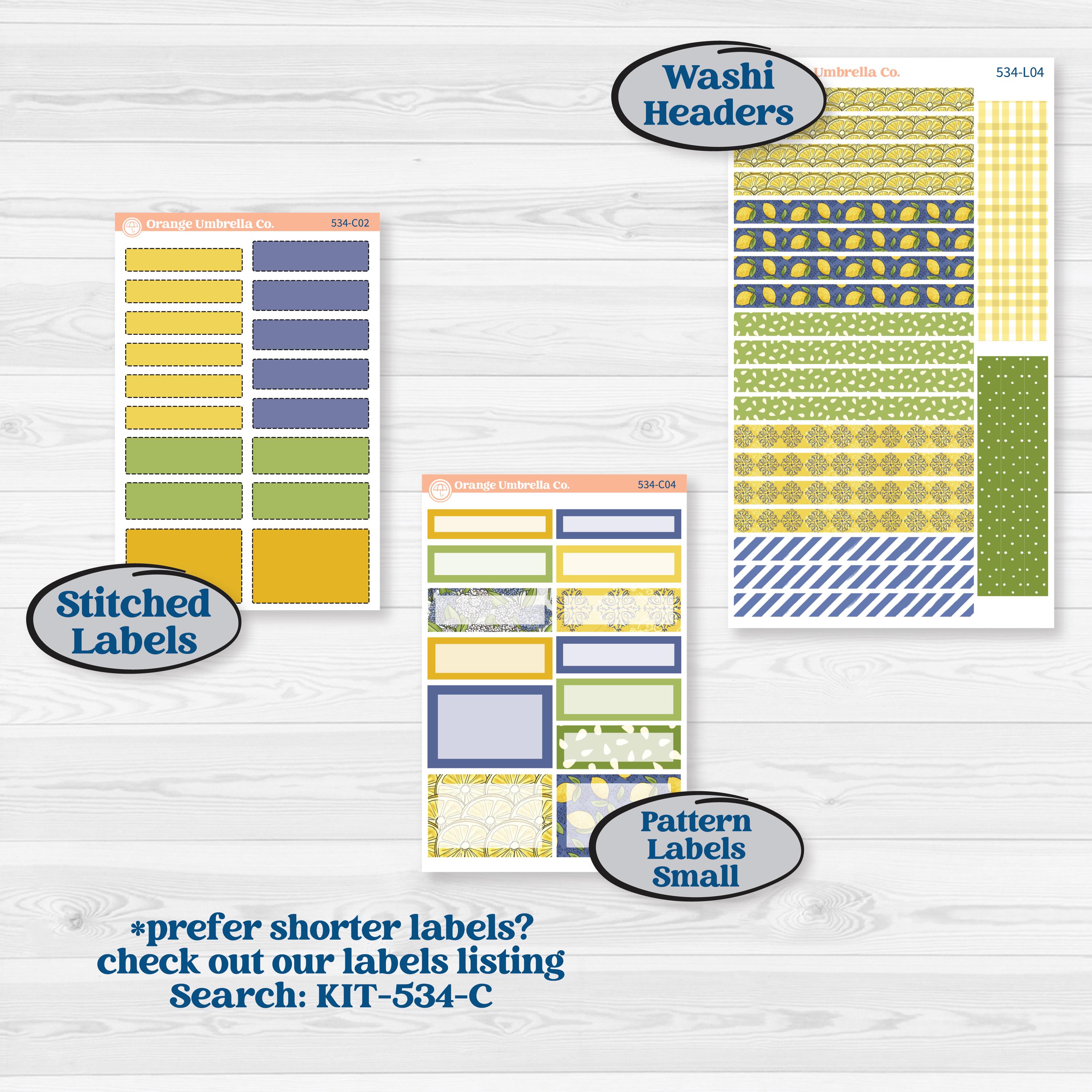 Summer Lemon Kit | 7x9 Plum Daily Planner Kit Stickers | Lemonade Stand | KIT-534-L