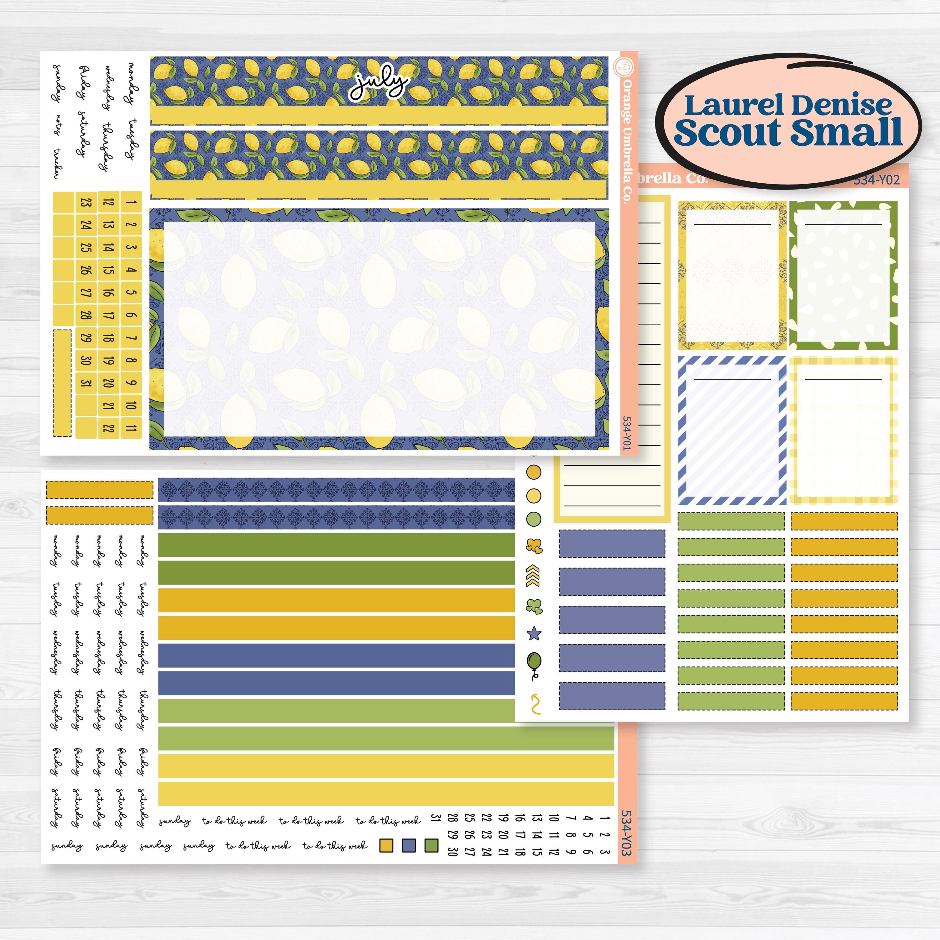 Summer Lemon Kit | Laurel Denise Scout Small Planner Kit Stickers | Lemonade Stand | KIT-534-Y