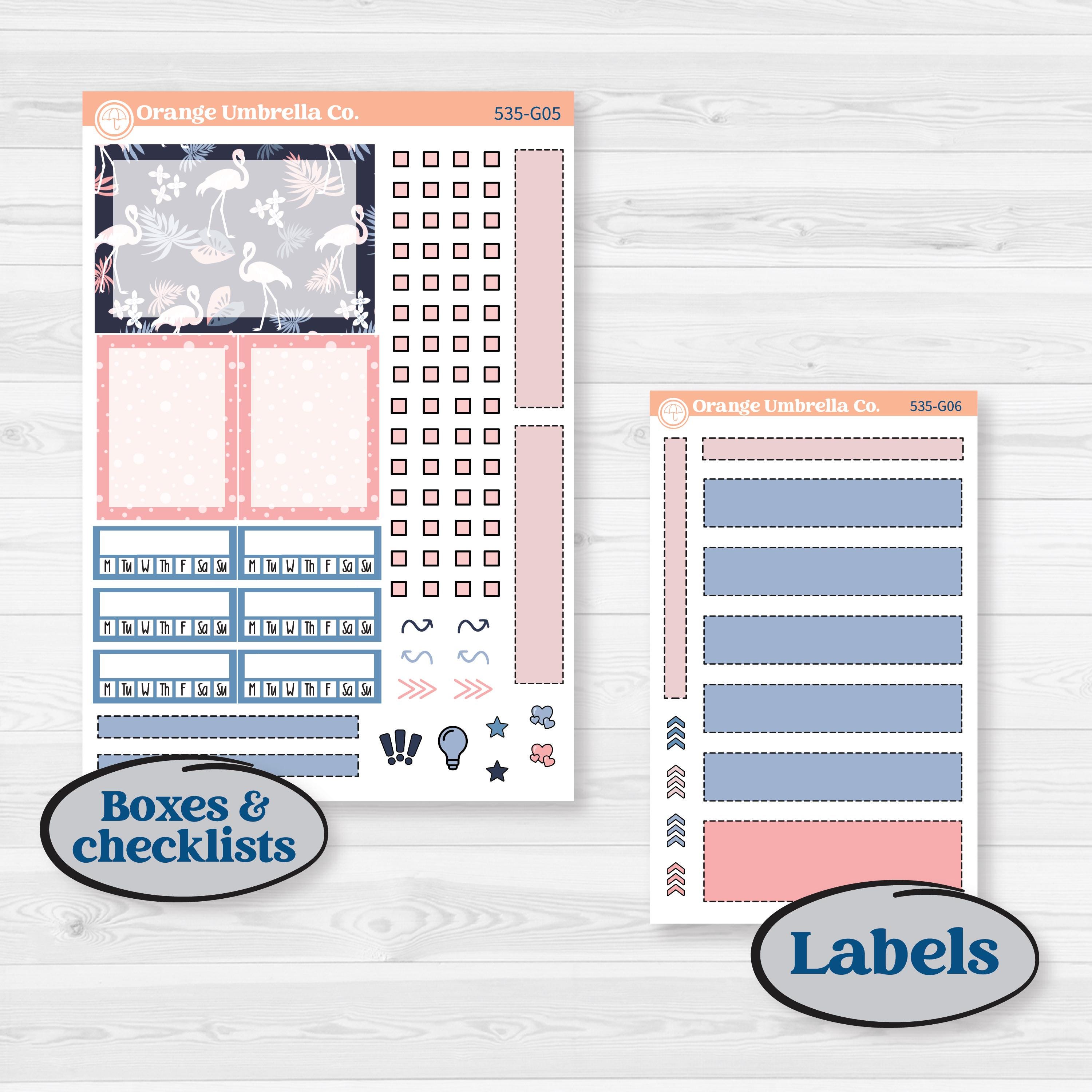 Tropical Flamingo | Erin Condren 7x9 Weekly Dashboard Planner Kit Stickers | Island Time | KIT-535-G