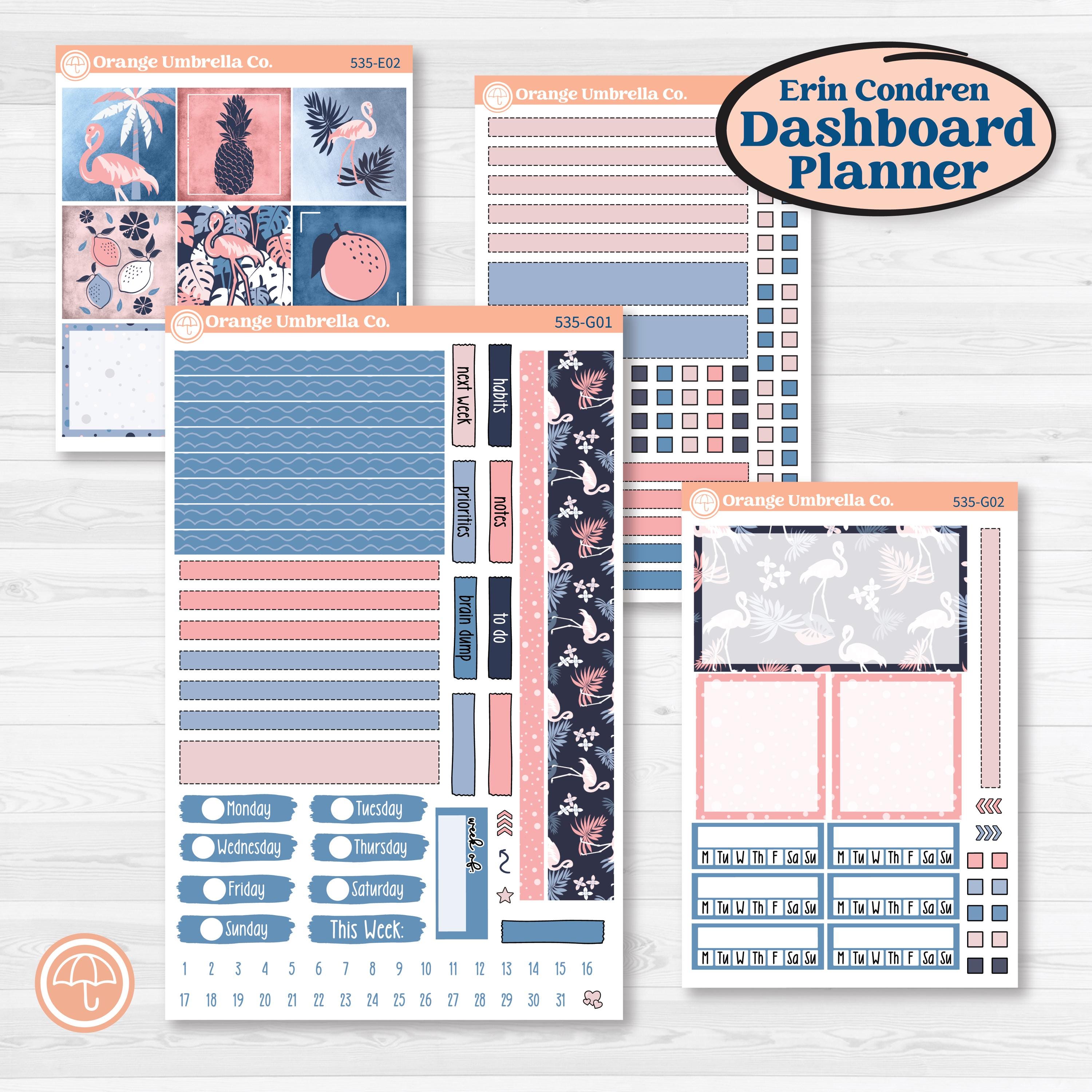 Tropical Flamingo | Erin Condren A5 Weekly Dashboard Planner Kit Stickers | Island Time | KIT-535-G4