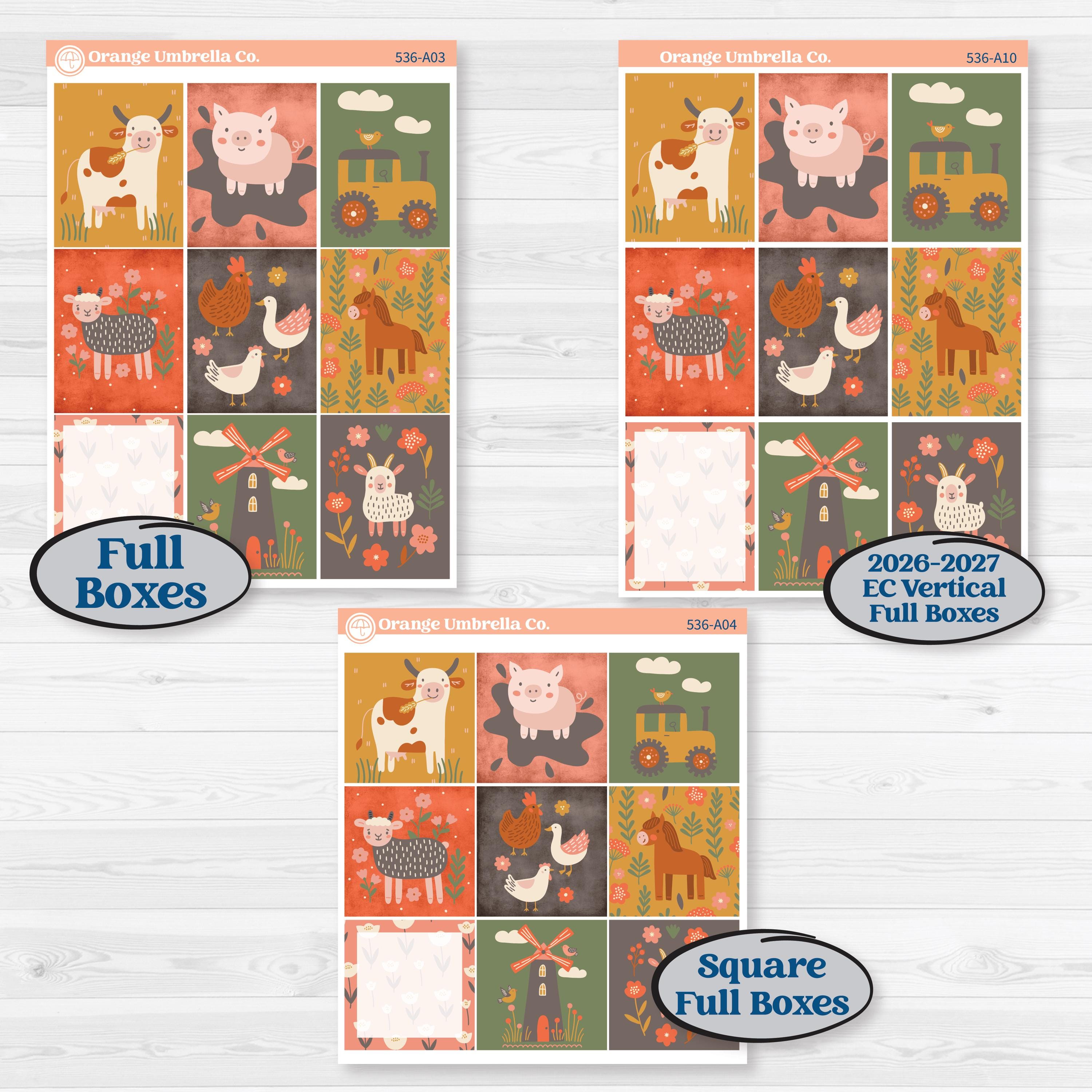 Playful Farmyard Kit | Weekly Sticker Kit for Vertical Planners like Erin Condren | The Plot Chickens | KIT-536-A