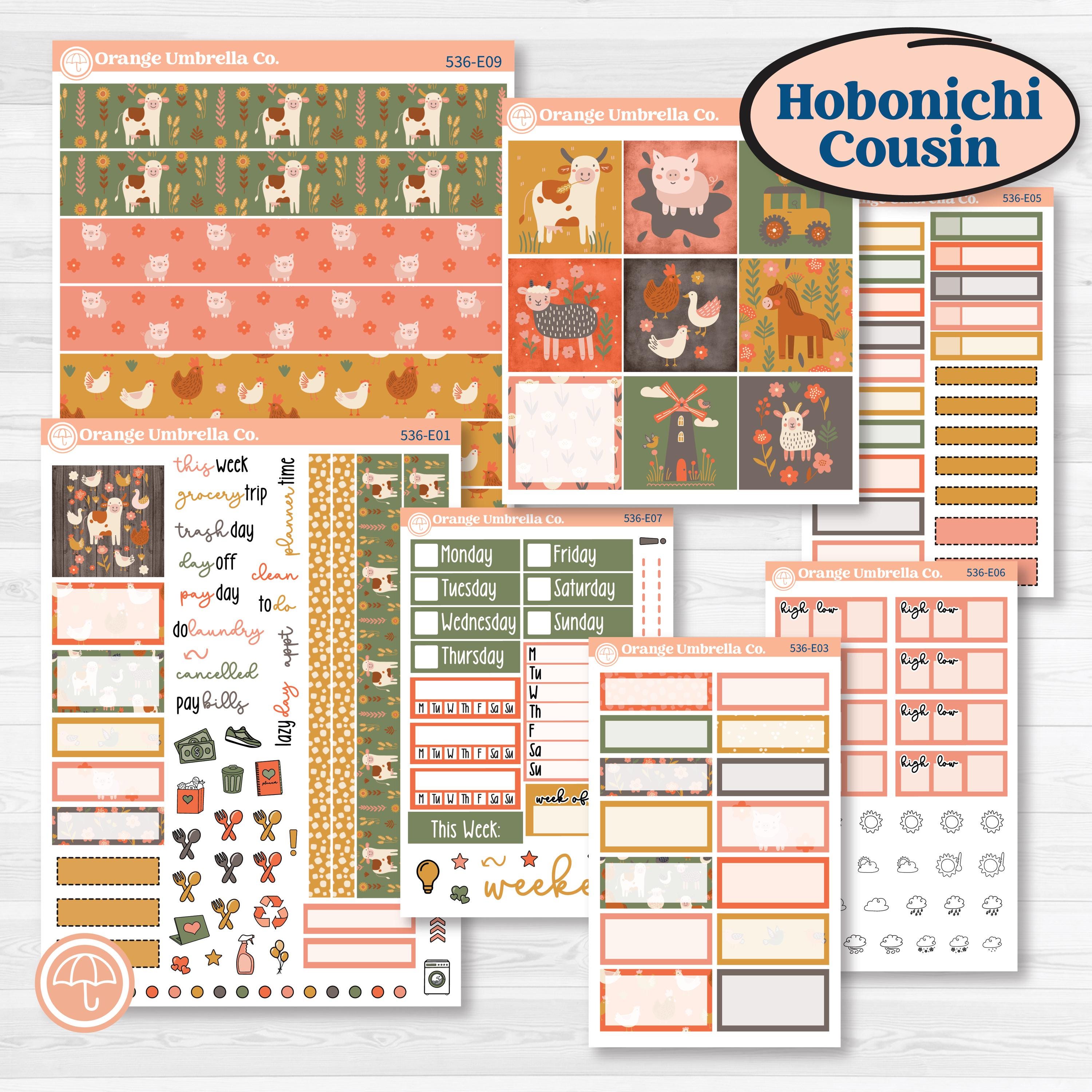 Playful Farmyard Kit | Hobonichi Cousin Weekly & Daily Planner Kit Stickers | The Plot Chickens | KIT-536-E