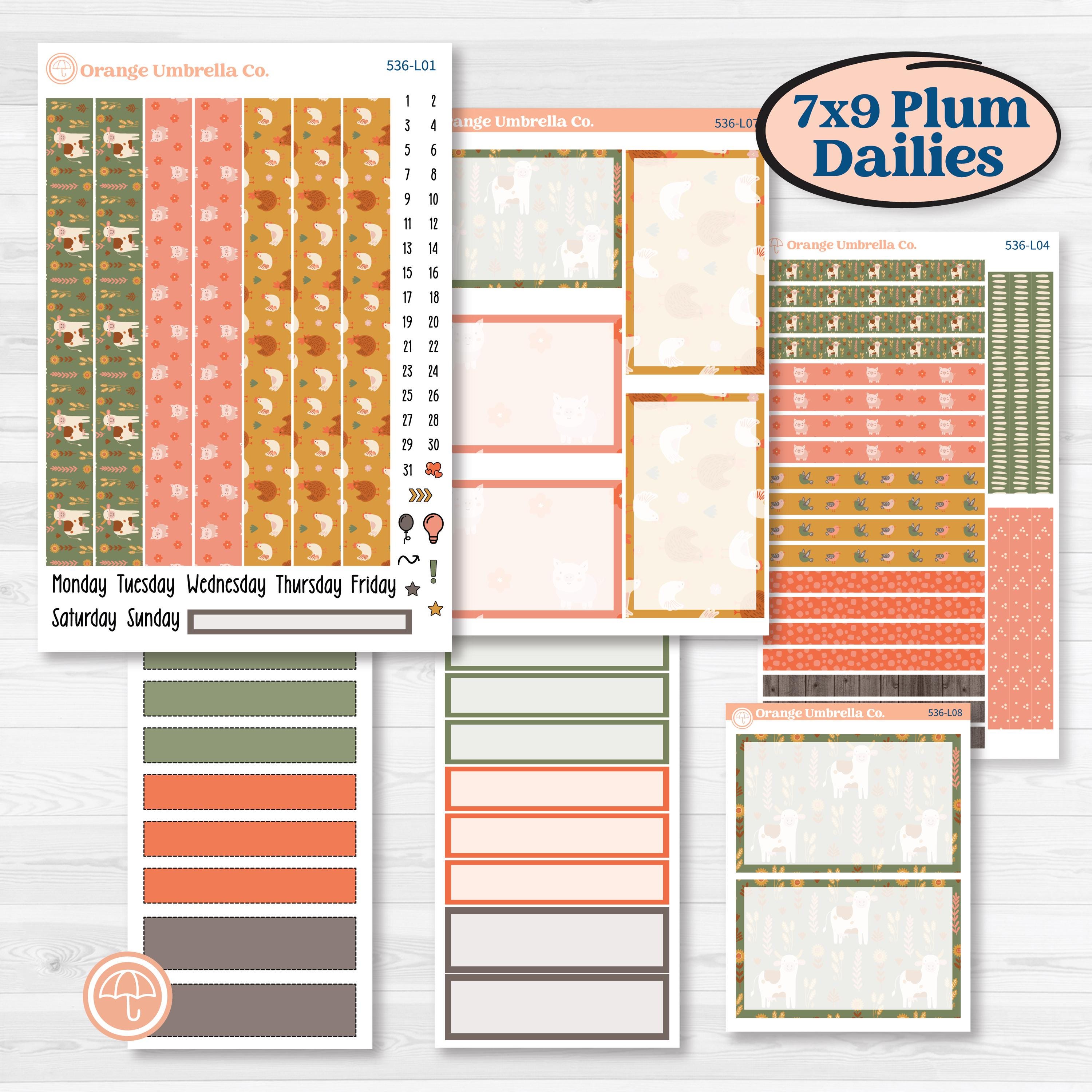 Playful Farmyard Kit | 7x9 Plum Daily Planner Kit Stickers | The Plot Chickens | KIT-536-L