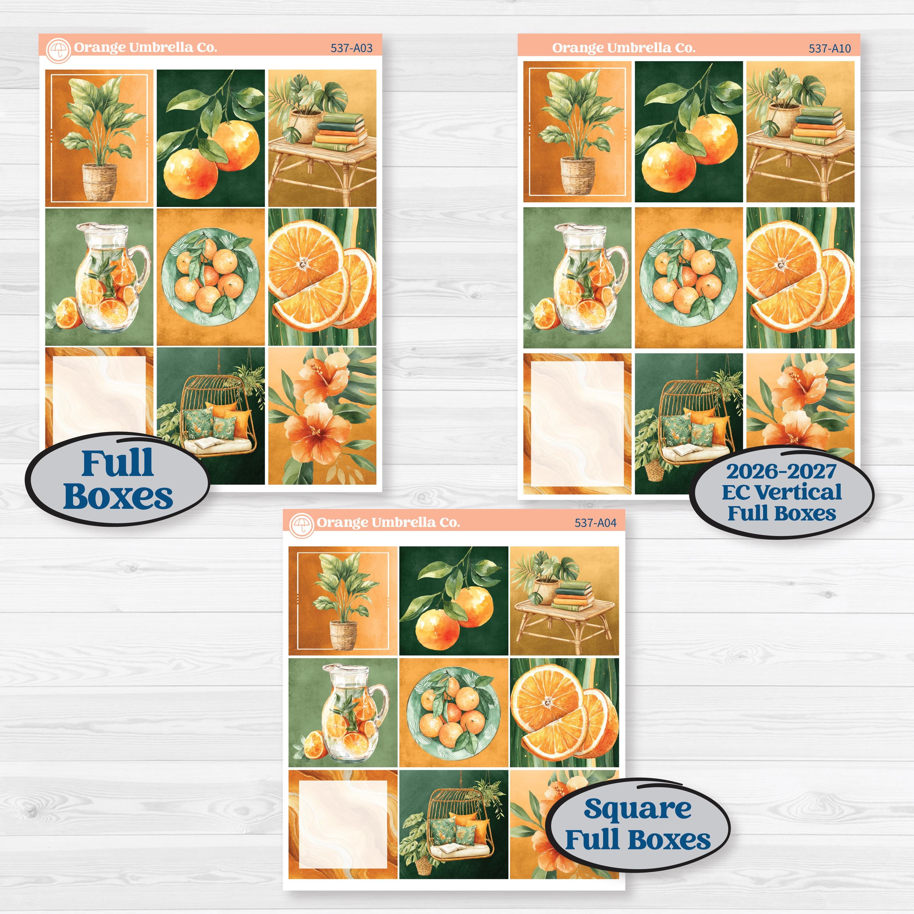 Orange Tropical Kit | Weekly Sticker Kit for Vertical Planners like Erin Condren | Valencia | KIT-537-A