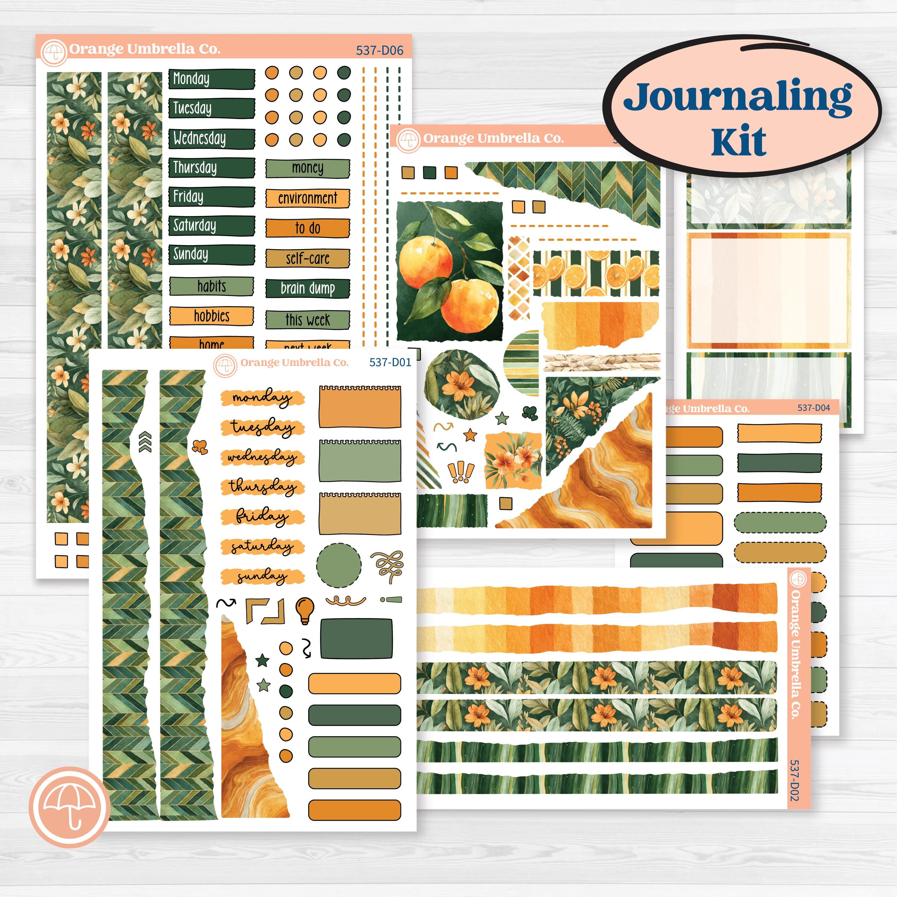 Orange Tropical Kit | Journaling or Scrapbooking Kit | Creative Junk Journal Planner Stickers | Valencia | KIT-537-D