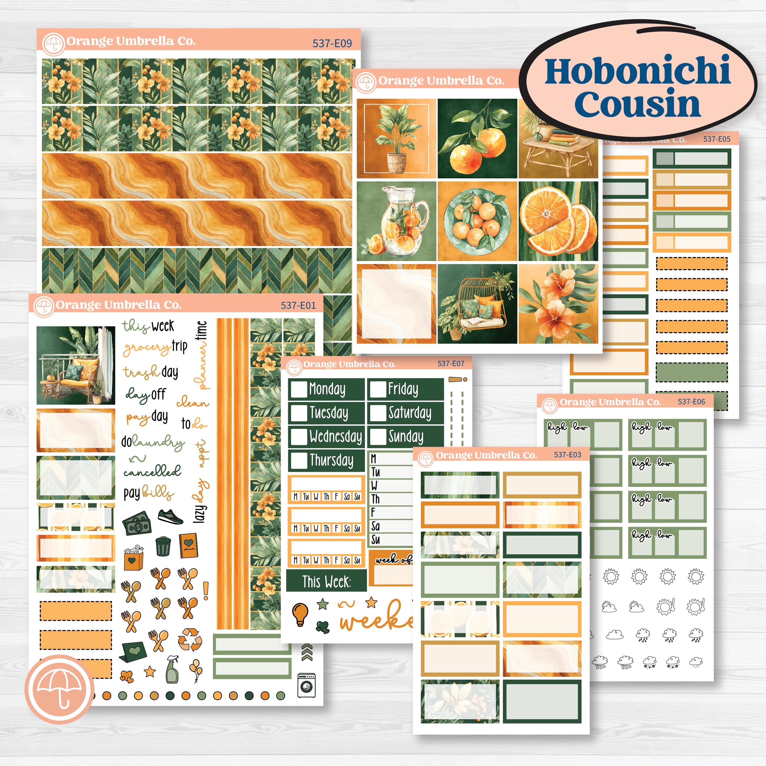 Orange Tropical Kit | Hobonichi Cousin Weekly & Daily Planner Kit Stickers | Valencia | KIT-537-E