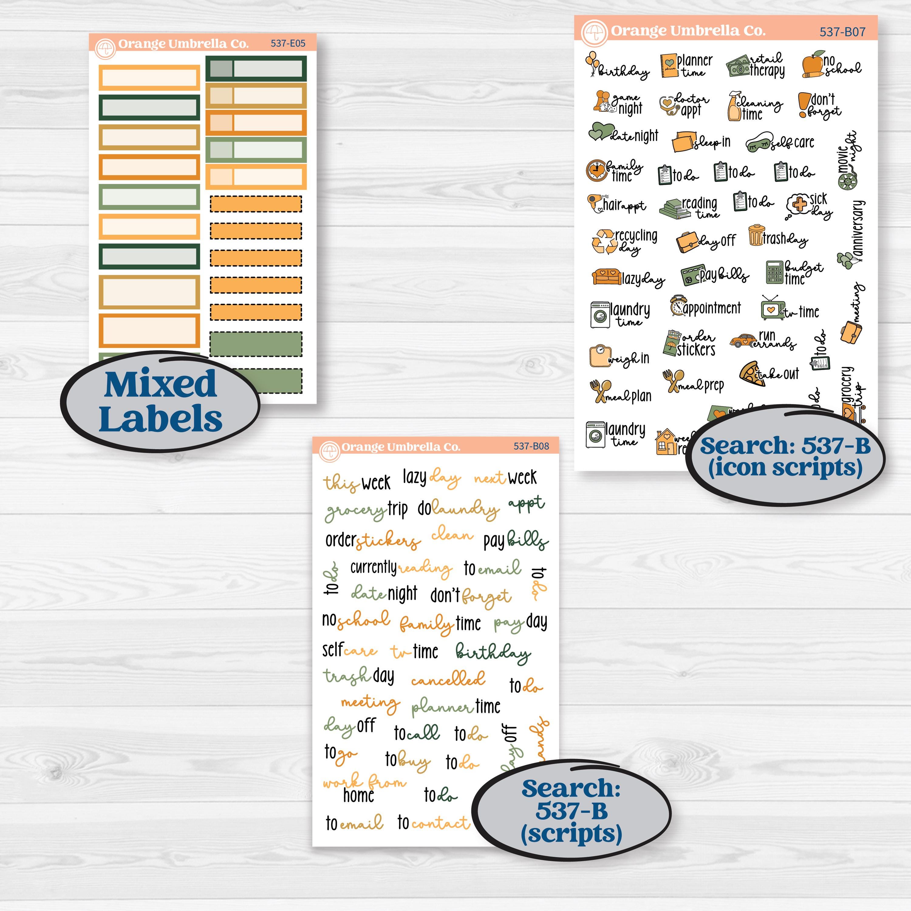 Orange Tropical Kit | Hobonichi Cousin Weekly & Daily Planner Kit Stickers | Valencia | KIT-537-E