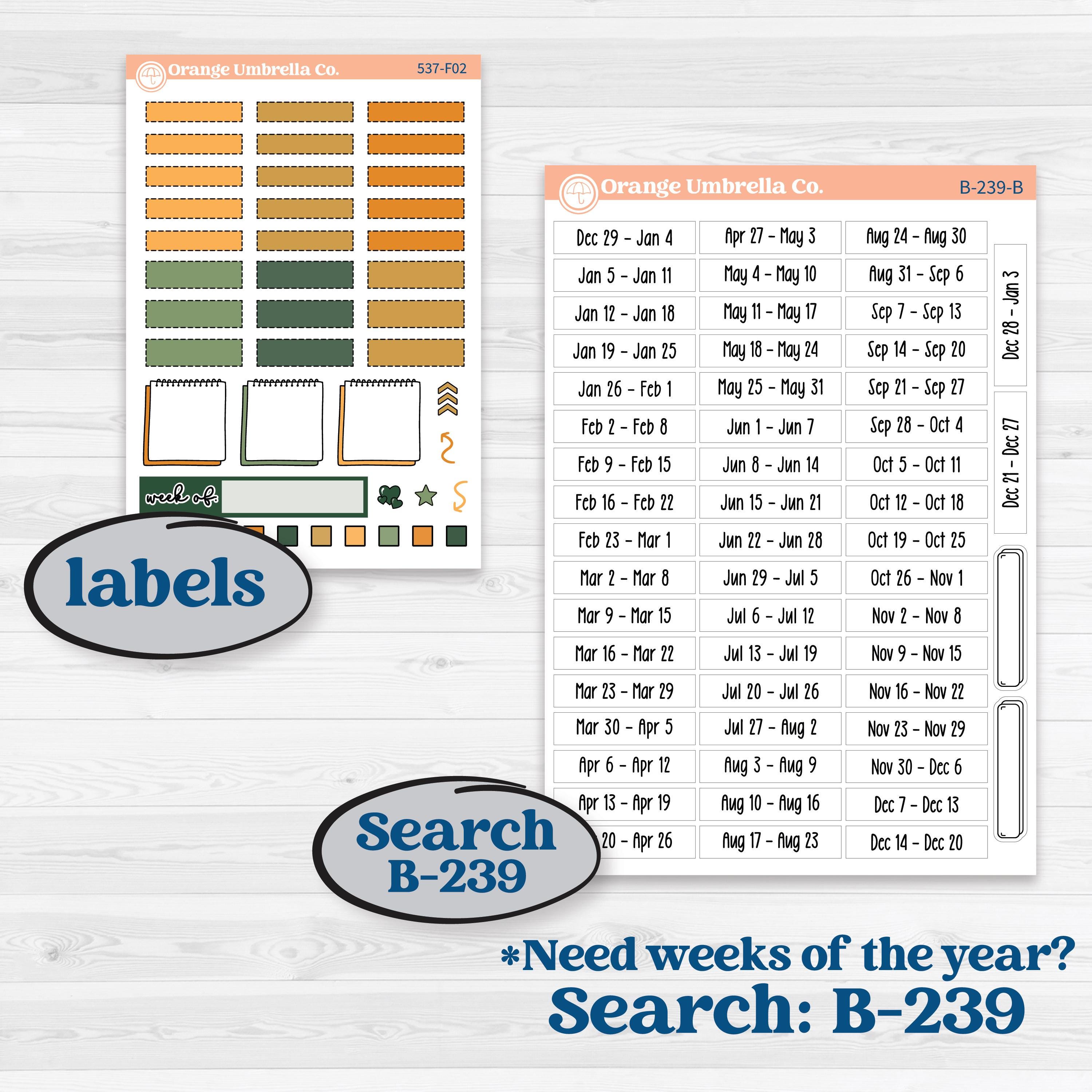Orange Tropical Kit | Hobonichi Weeks Weekly Planner Kit Stickers | Valencia | KIT-537-F