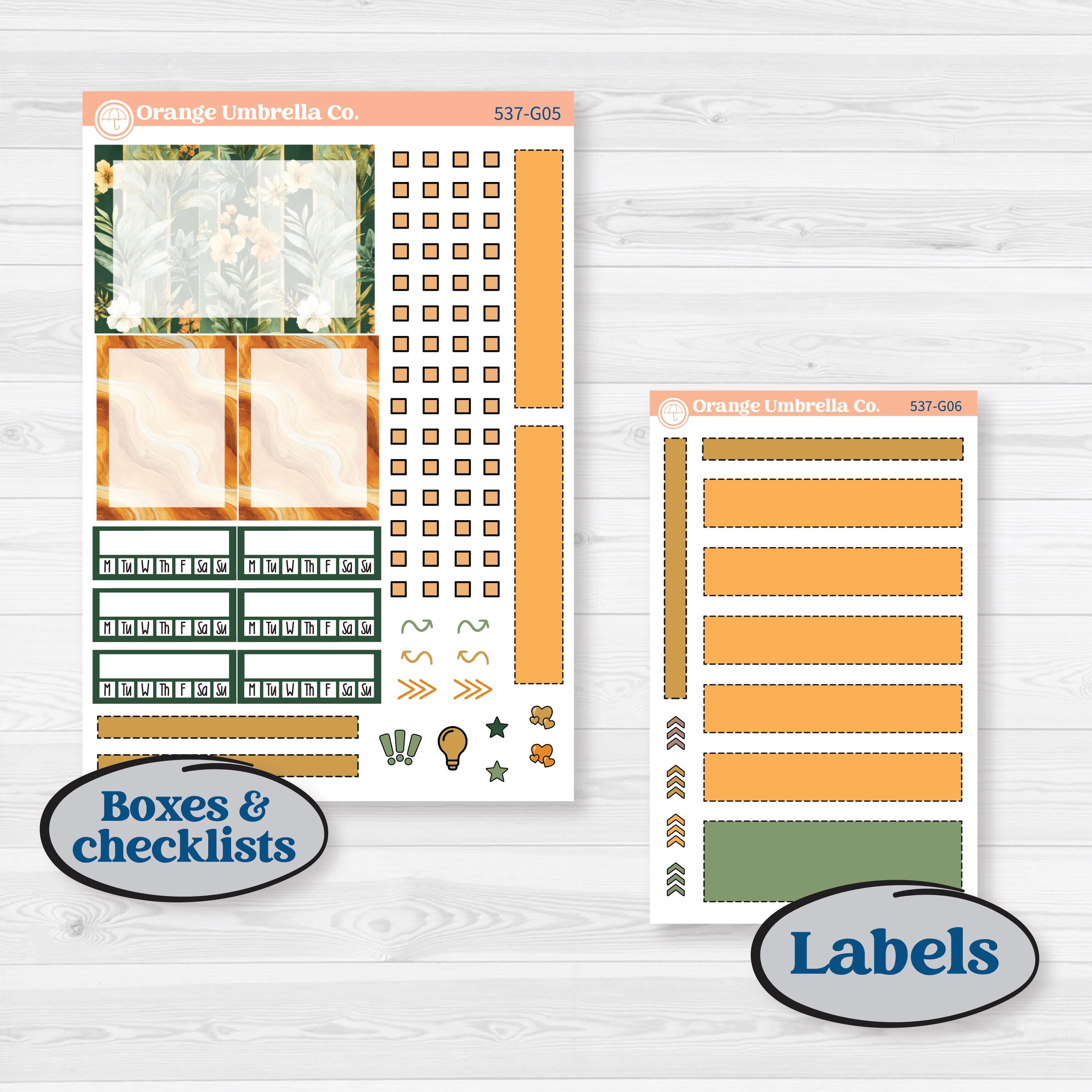 Orange Tropical Kit | Erin Condren A5 Weekly Dashboard Planner Kit Stickers | Valencia | KIT-537-G4