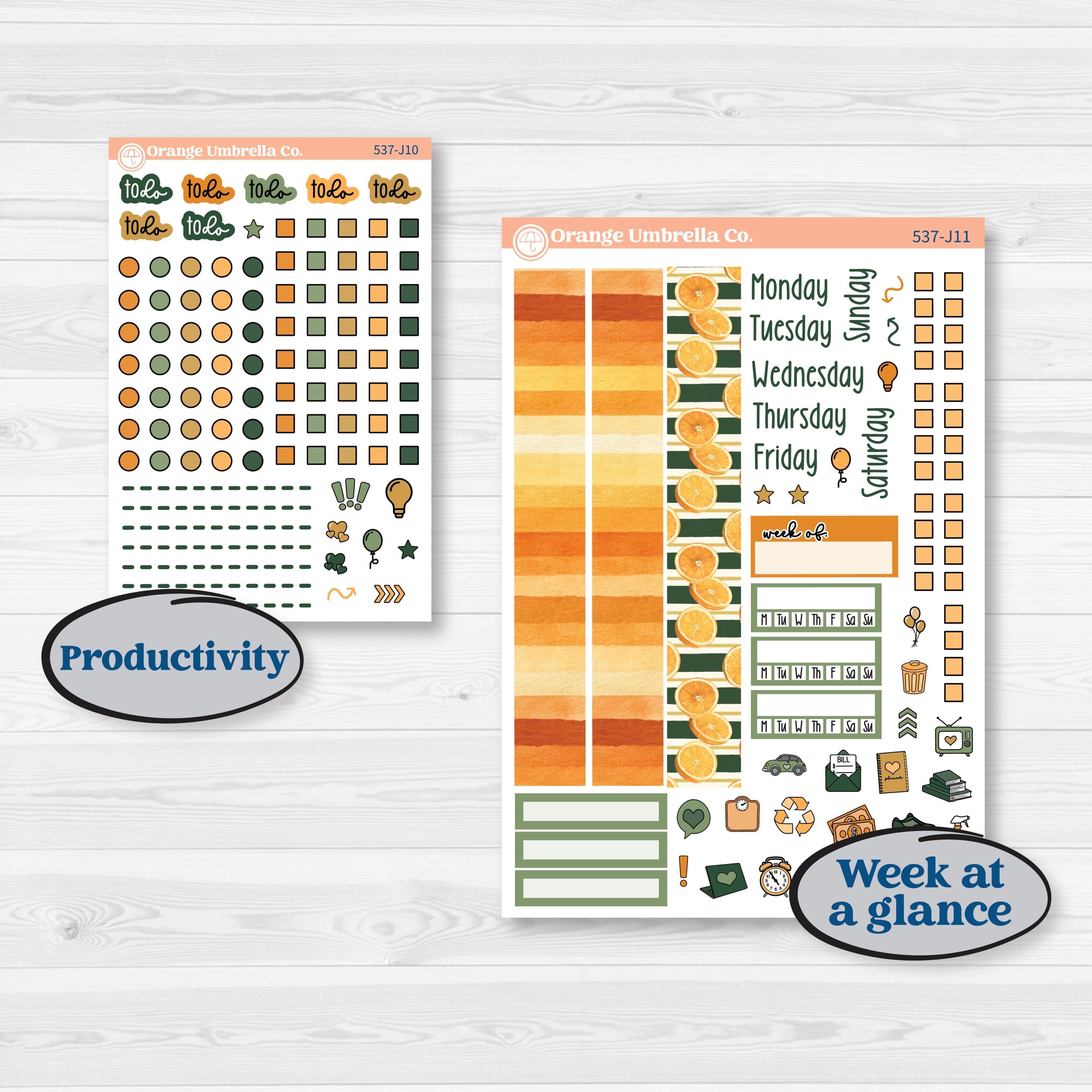 Orange Tropical Kit | A5 Daily Duo Planner Kit Stickers | Valencia | KIT-537-J