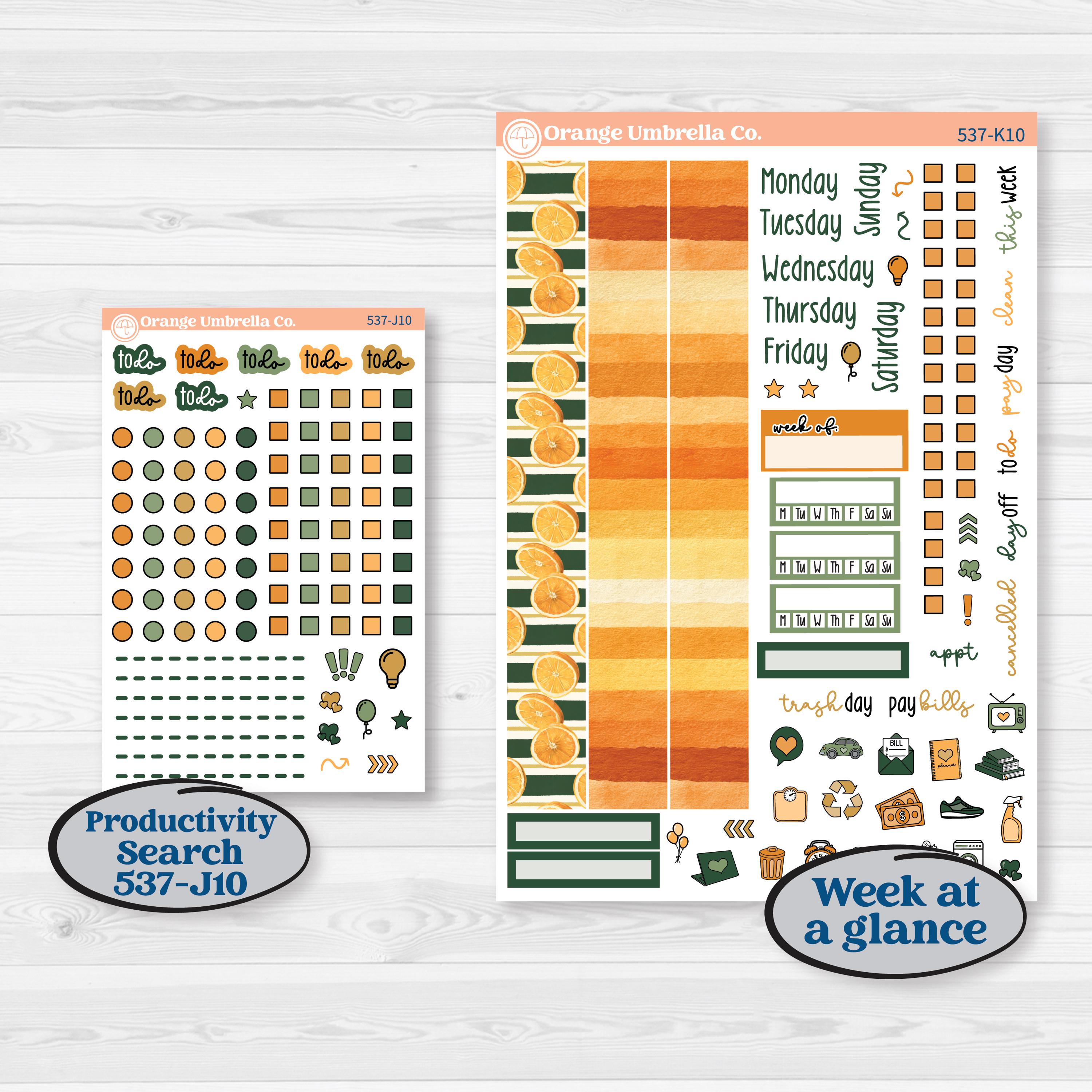 Orange Tropical Kit | 7x9 Erin Condren Daily Duo Planner Kit Stickers | Valencia | KIT-537-K