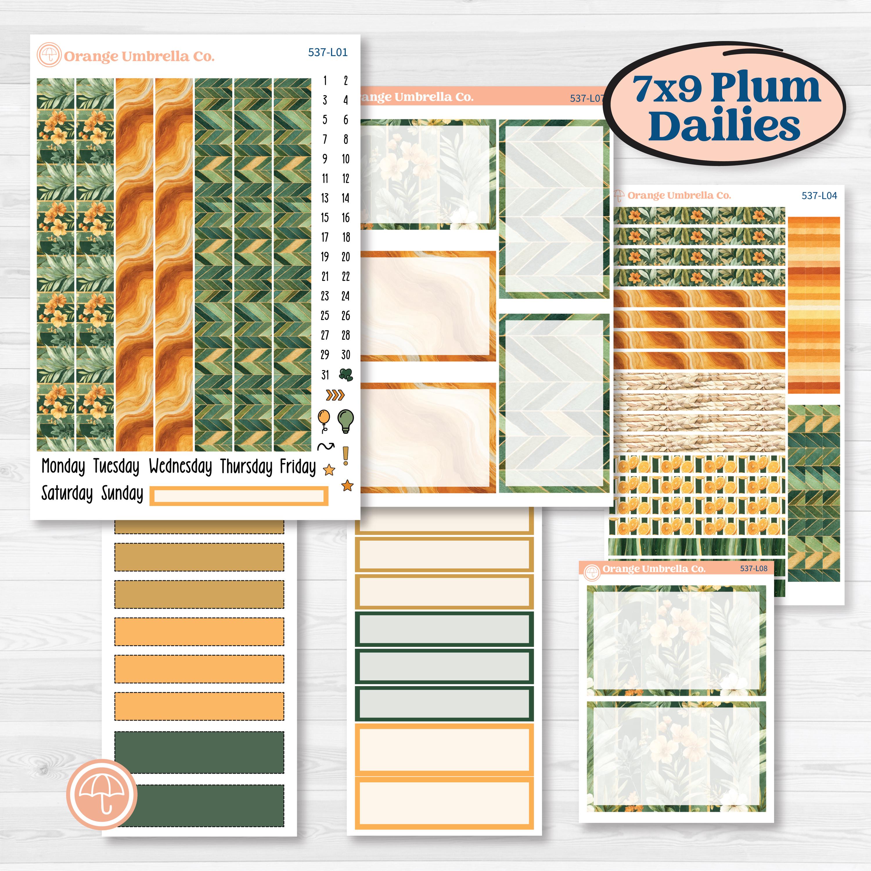 Orange Tropical Kit | 7x9 Plum Daily Planner Kit Stickers | Valencia | KIT-537-L