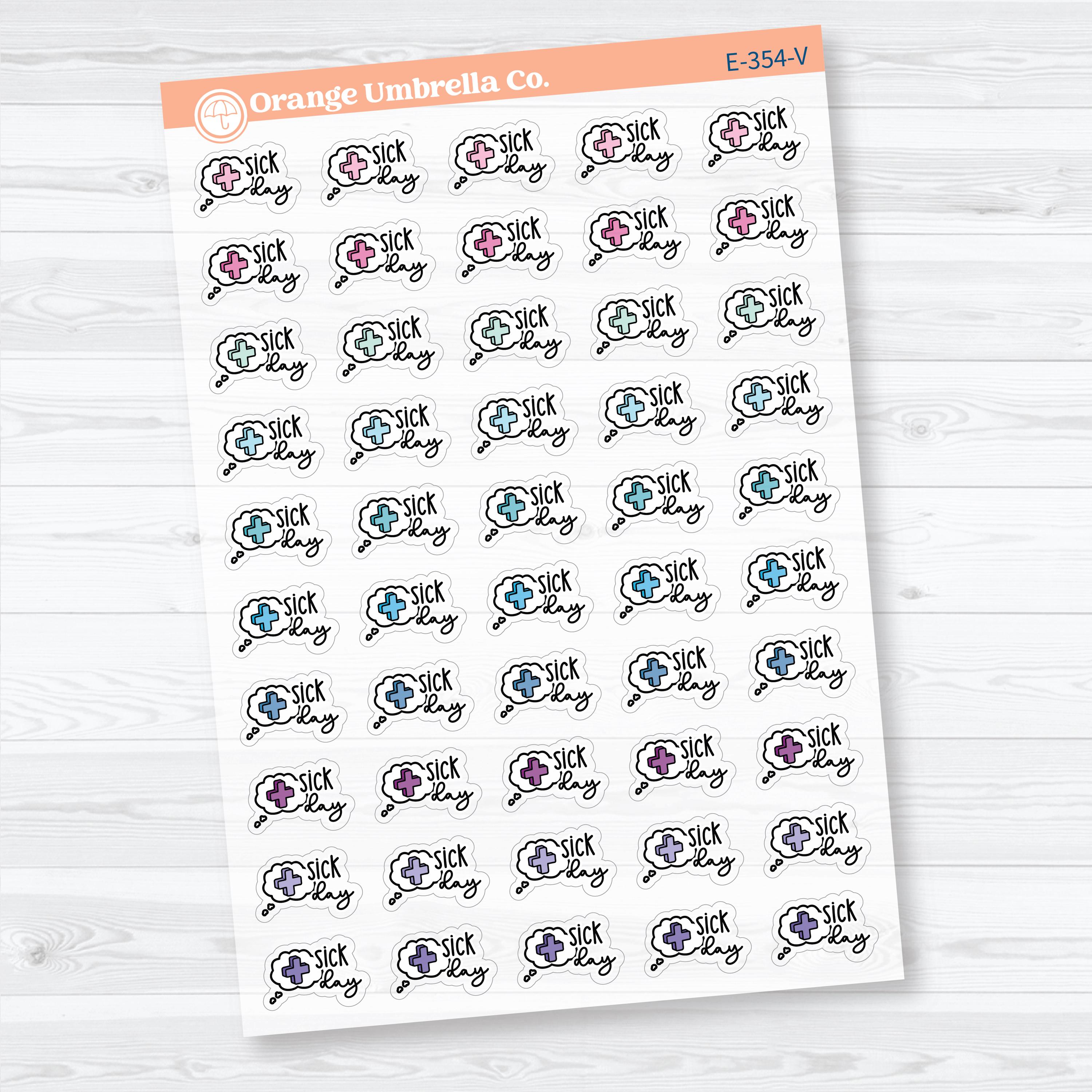 Sick Day Clear Matte Stickers | Doodled Event Planner Stickers | F18 | E-354-CM