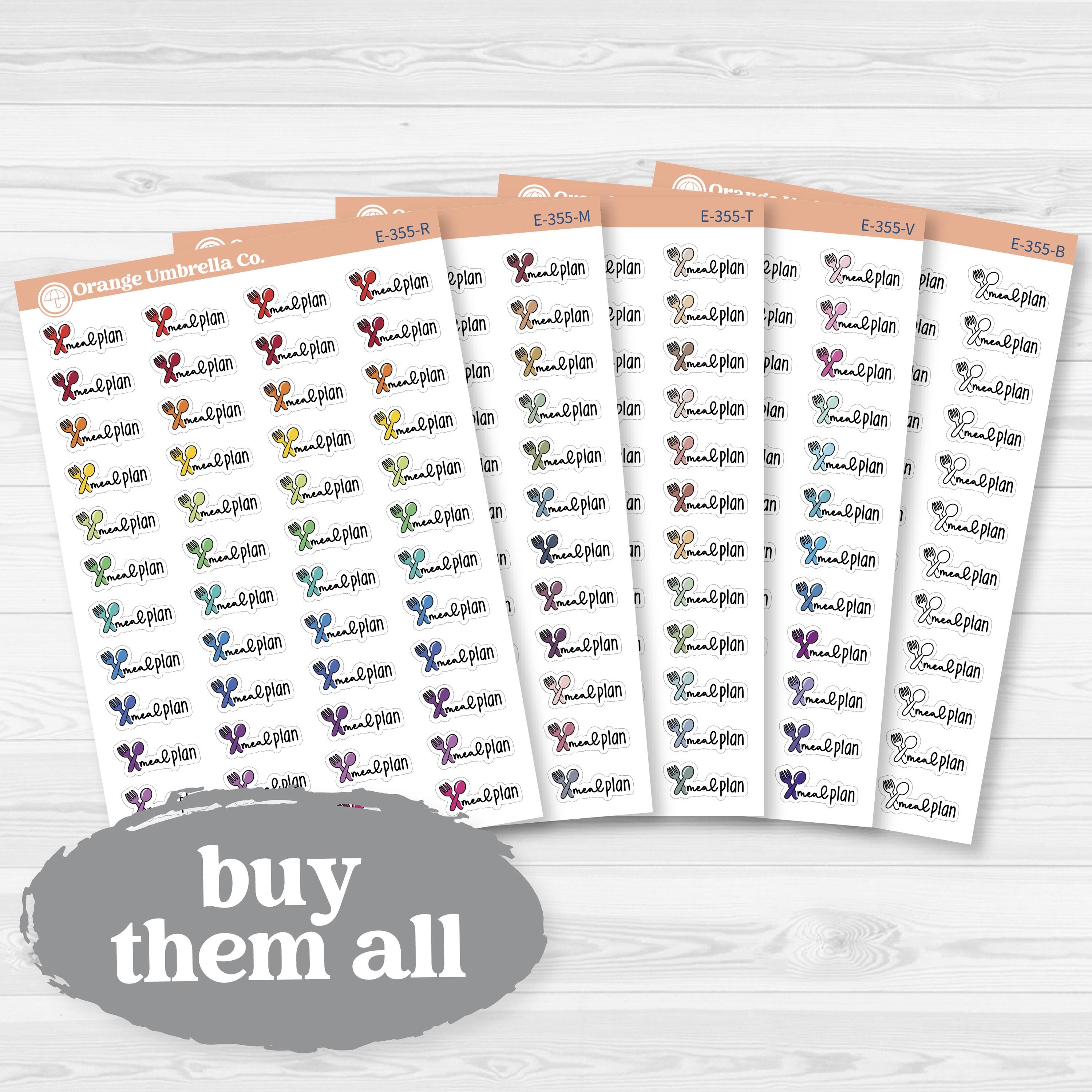 Meal Plan Stickers | Doodled Event Planner Stickers | F18 | E-355