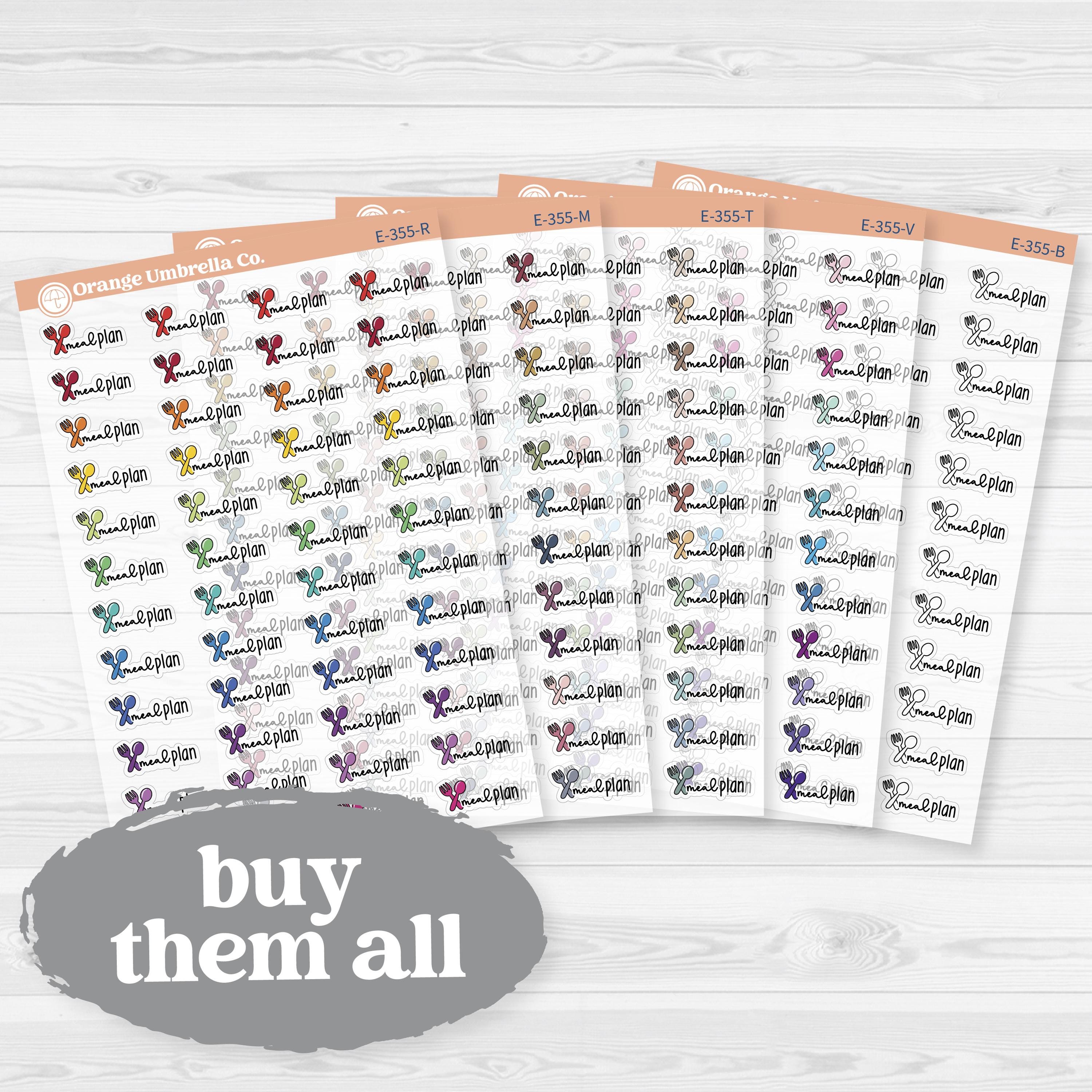 Meal Plan Clear Matte Stickers | Doodled Event Planner Stickers | F18 | E-355-CM