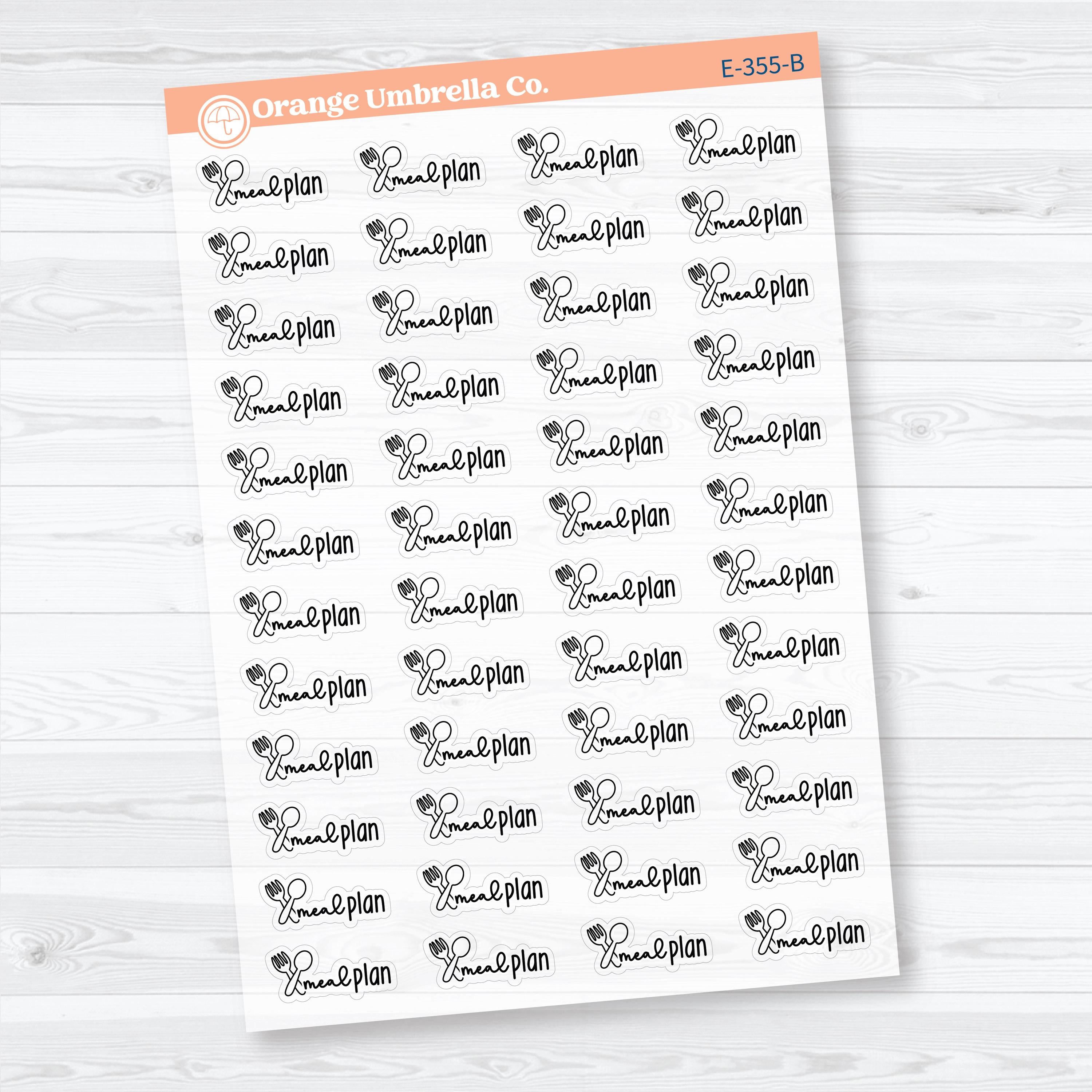 Meal Plan Clear Matte Stickers | Doodled Event Planner Stickers | F18 | E-355-CM