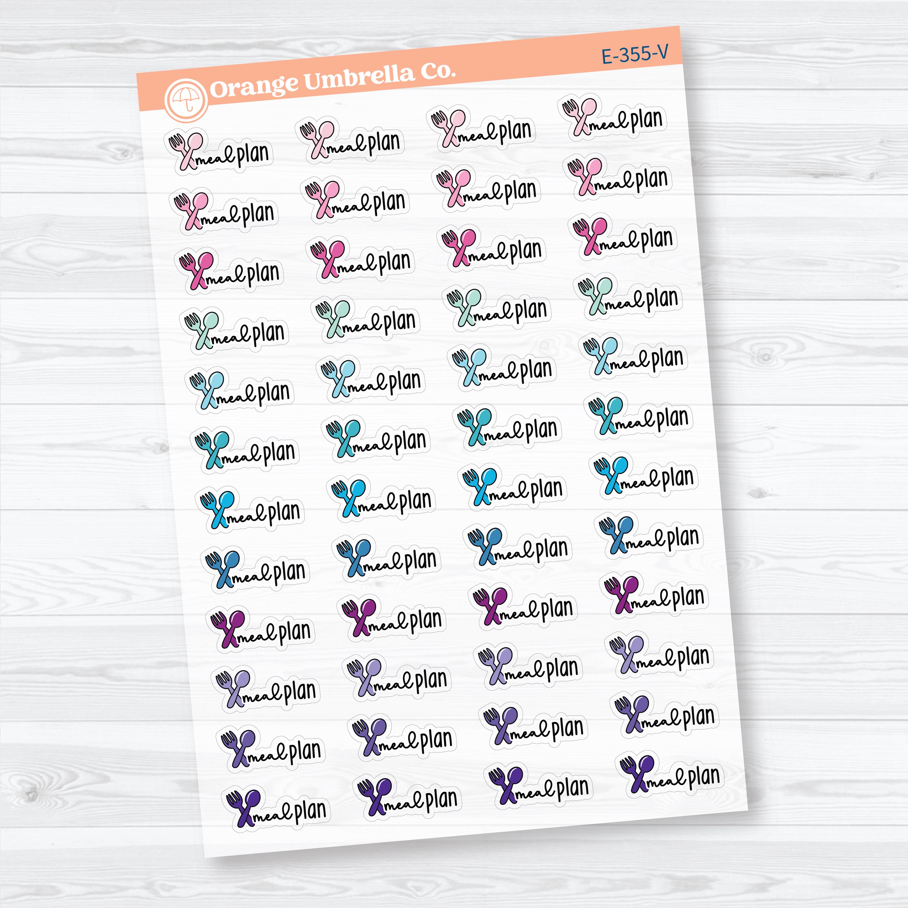 Meal Plan Clear Matte Stickers | Doodled Event Planner Stickers | F18 | E-355-CM
