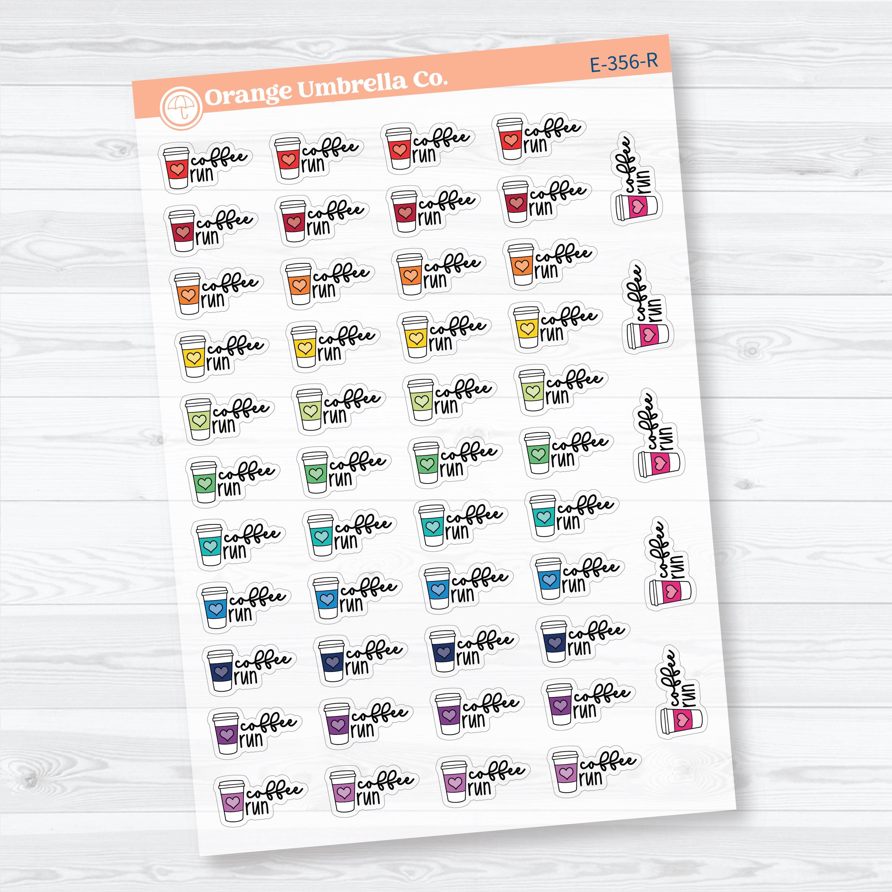 Coffee Run Clear Matte Stickers | Doodled Event Planner Stickers | F18 | E-356-CM