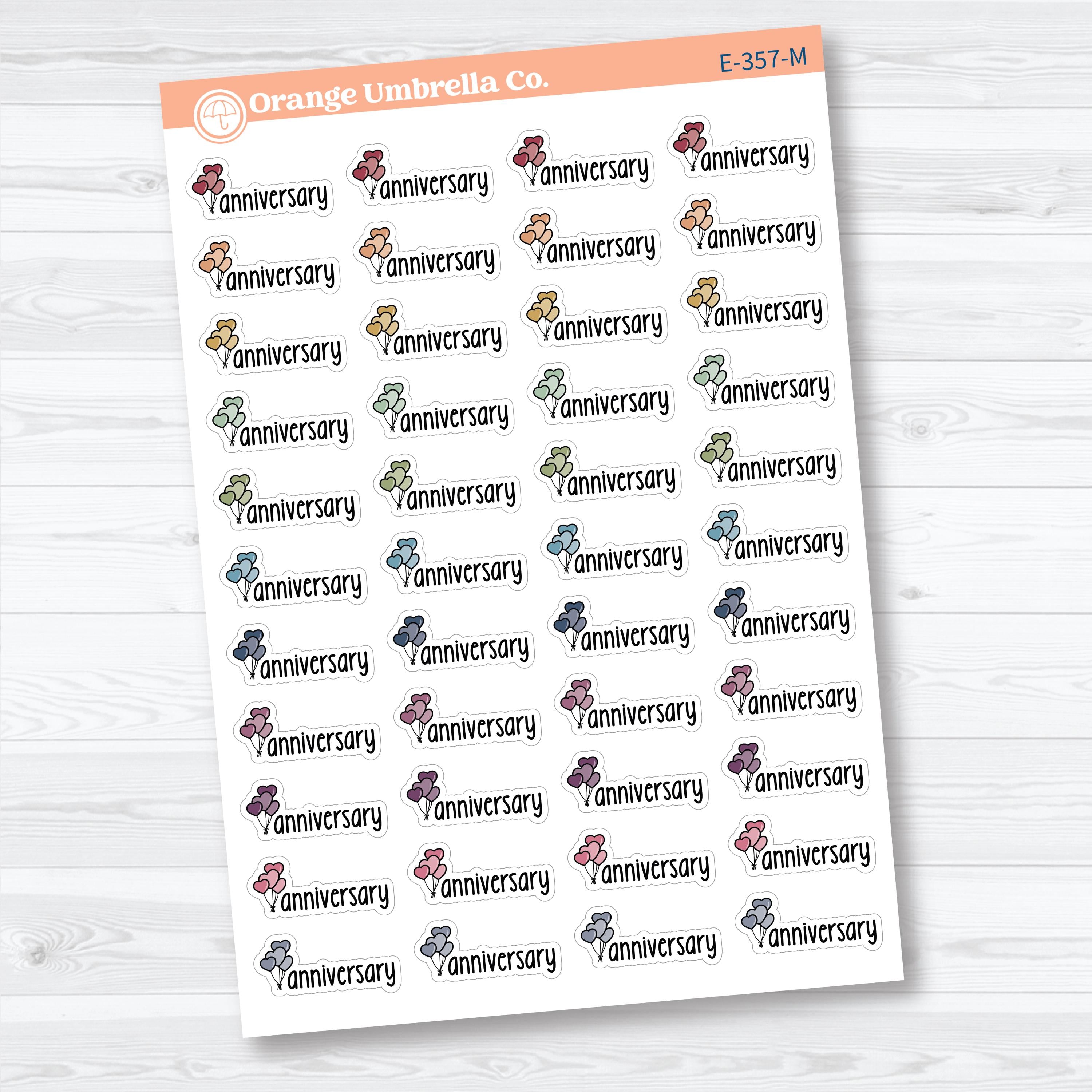 Anniversary Stickers | Doodled Event Planner Stickers | F18 | E-357