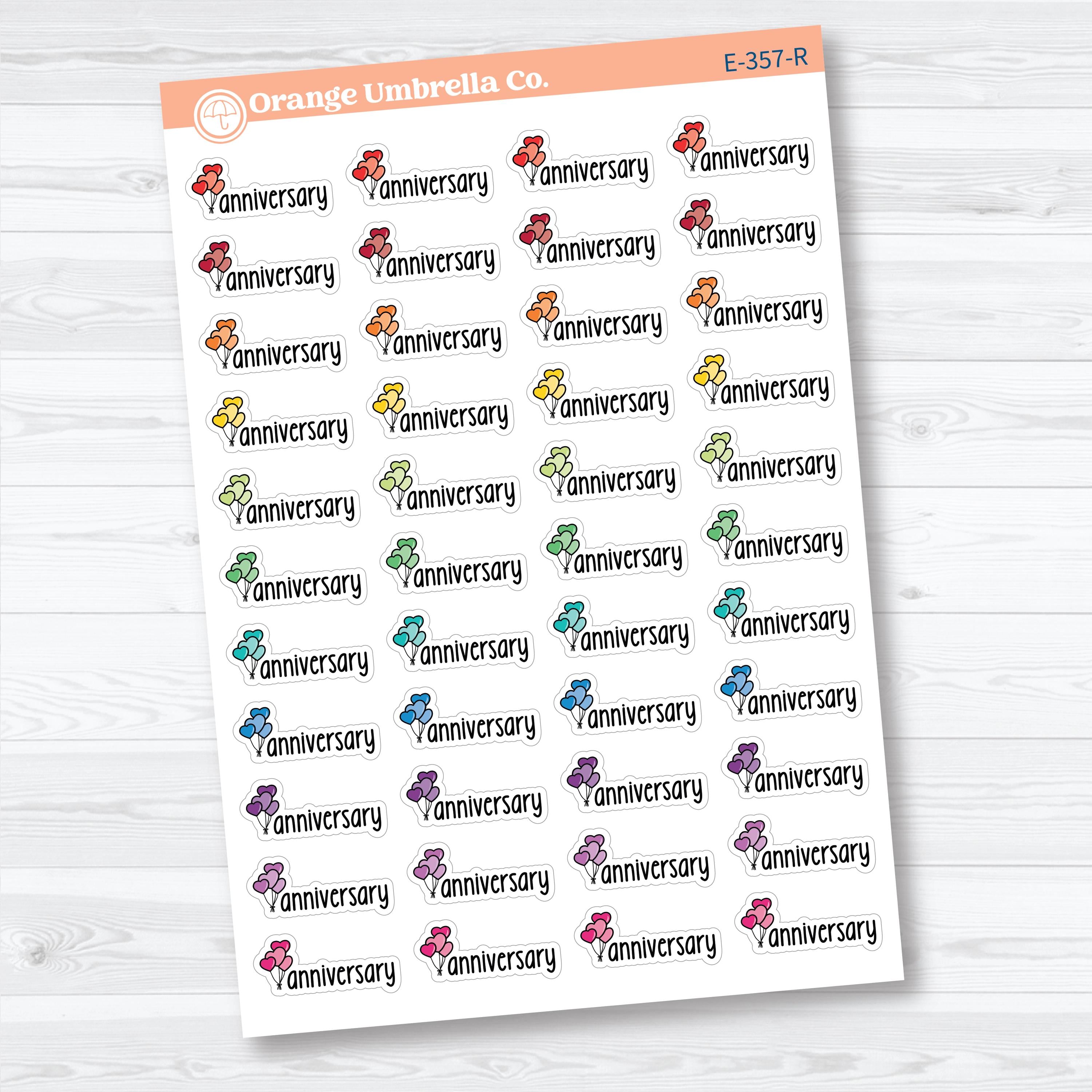 Anniversary Stickers | Doodled Event Planner Stickers | F18 | E-357