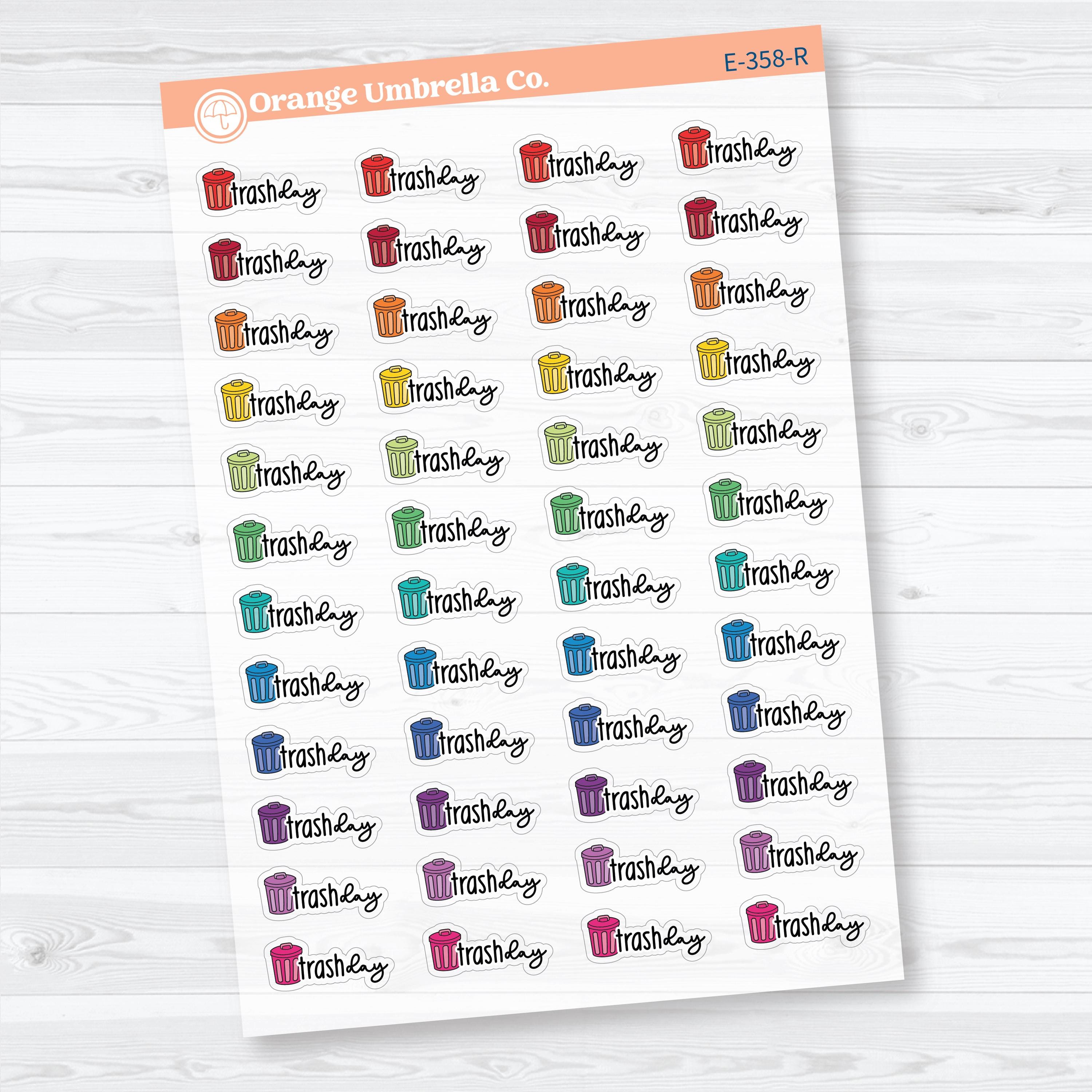 Trash Day Clear Matte Stickers | Doodled Event Planner Stickers | F18 | E-358-CM