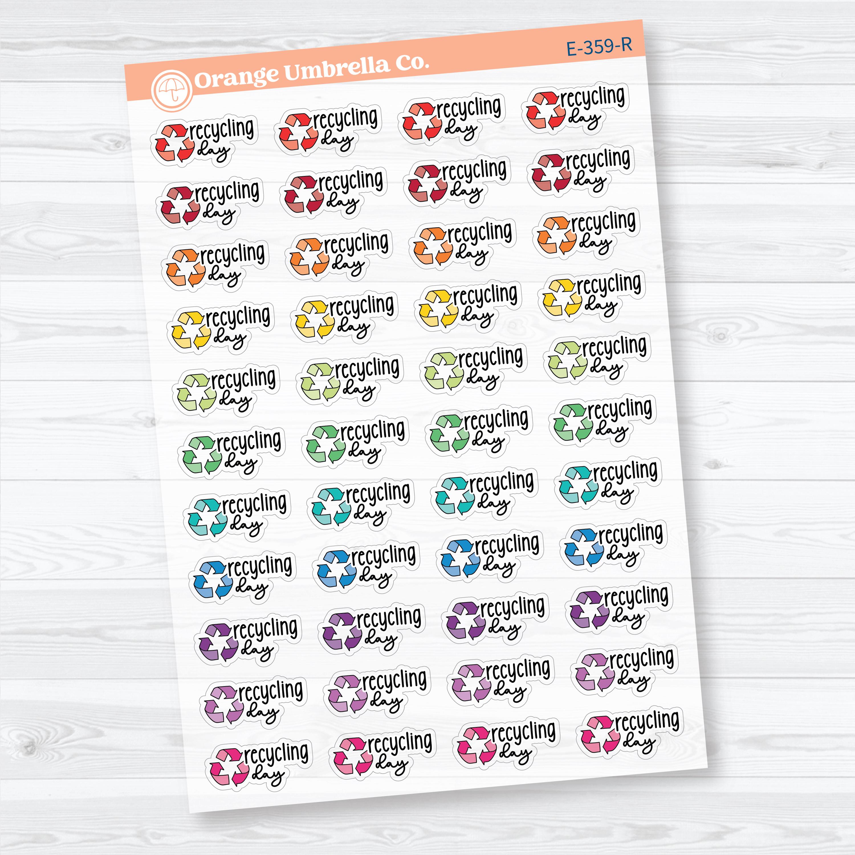 Recycling Day Clear Matte Stickers | Doodled Event Planner Stickers | F18 | E-359-CM