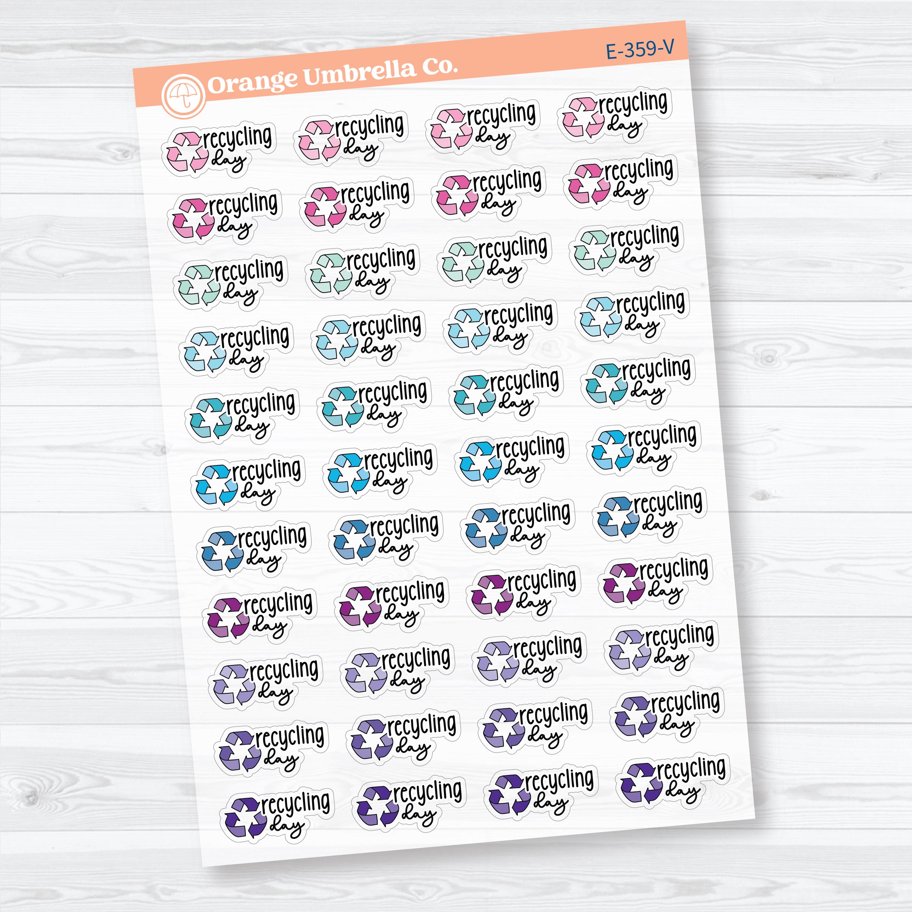 Recycling Day Clear Matte Stickers | Doodled Event Planner Stickers | F18 | E-359-CM