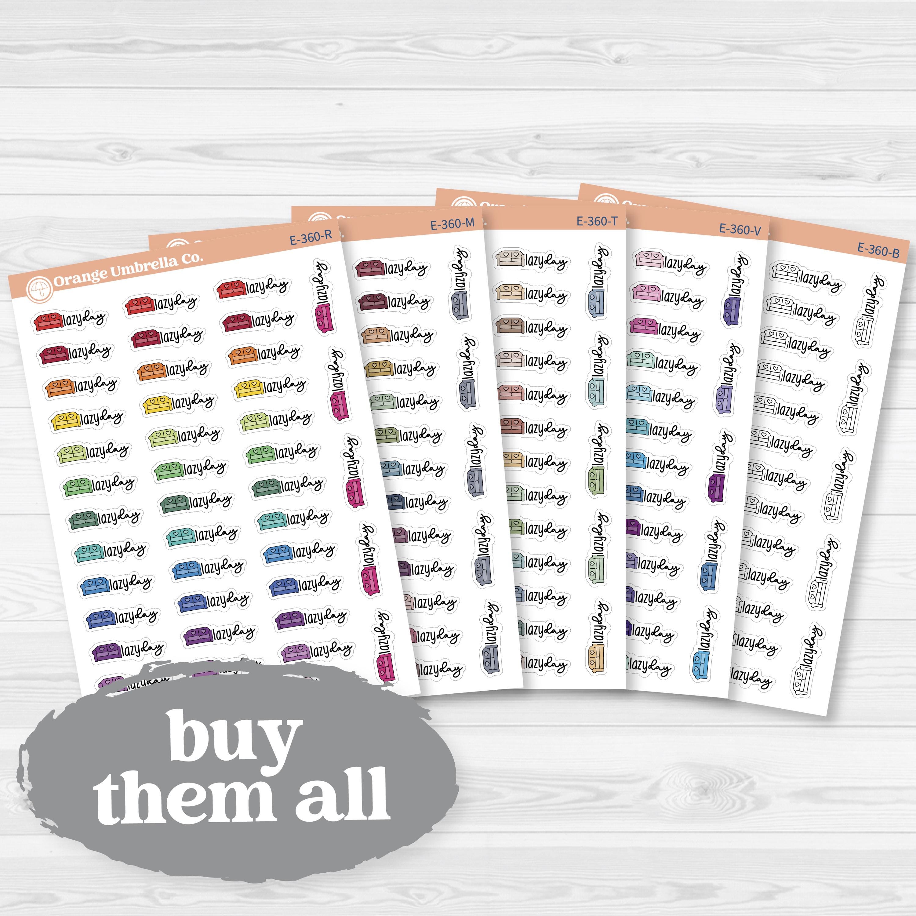 Lazy Day Stickers | Doodled Event Planner Stickers | F18 | E-360