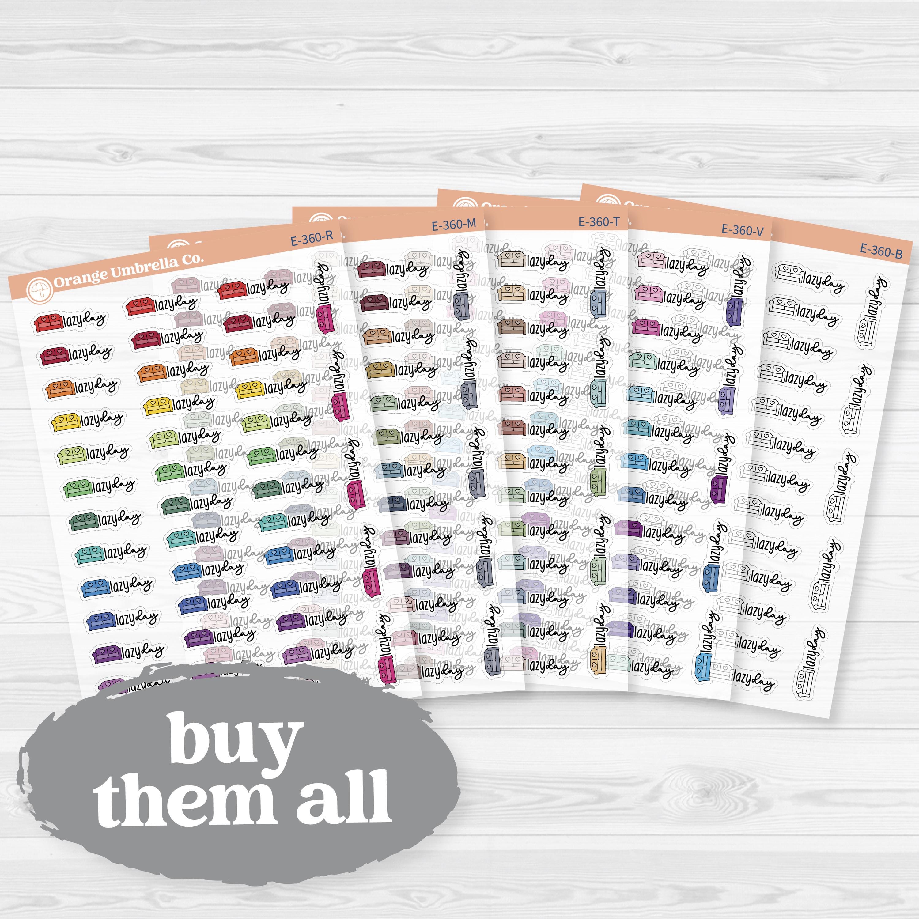Lazy Day Clear Matte Stickers | Doodled Event Planner Stickers | F18 | E-360-CM