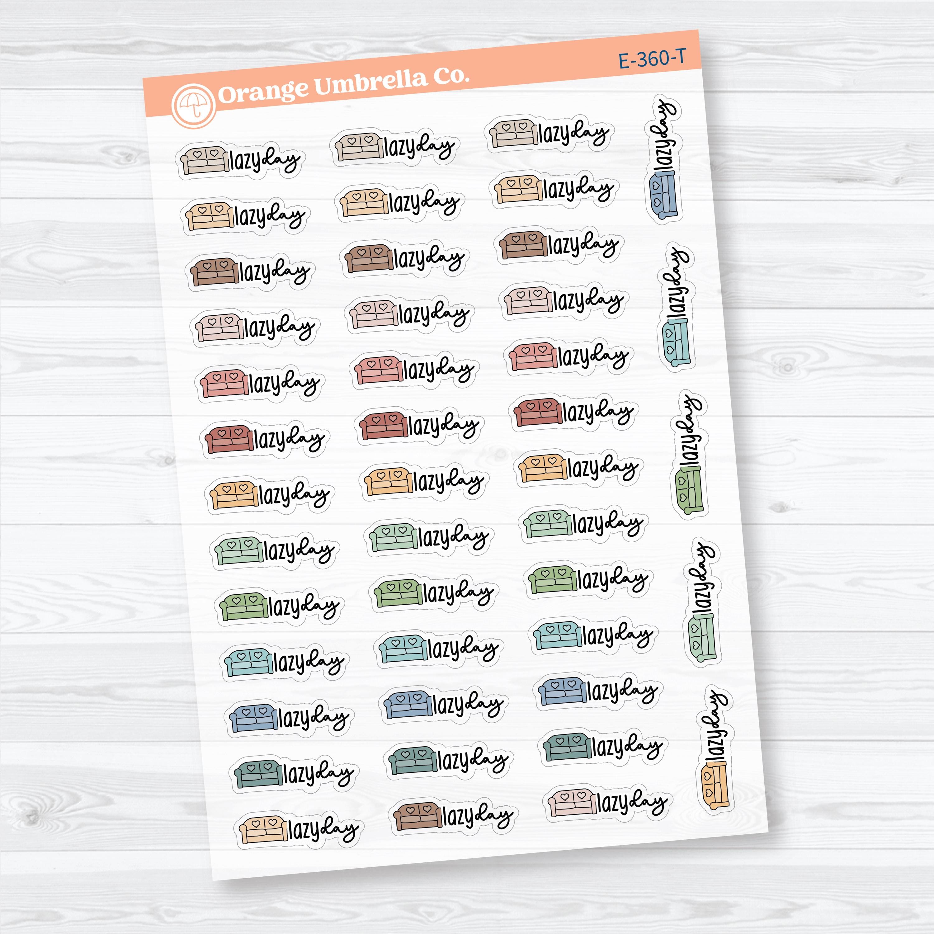 Lazy Day Clear Matte Stickers | Doodled Event Planner Stickers | F18 | E-360-CM