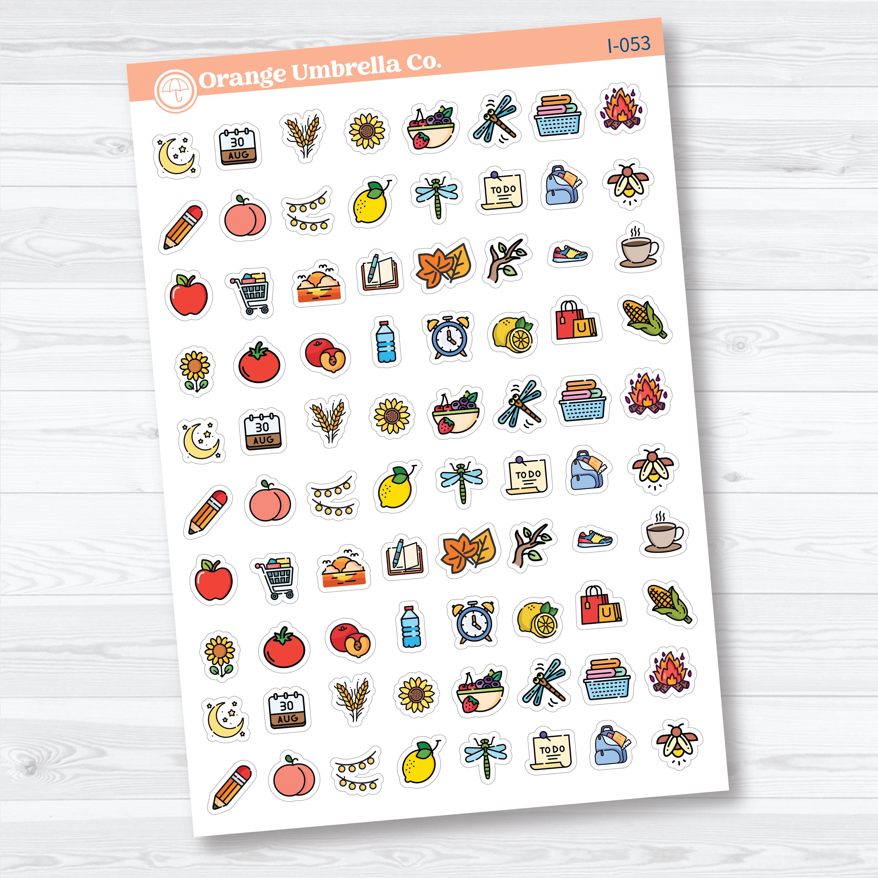 August Themed Icons | Planner Stickers | I-053
