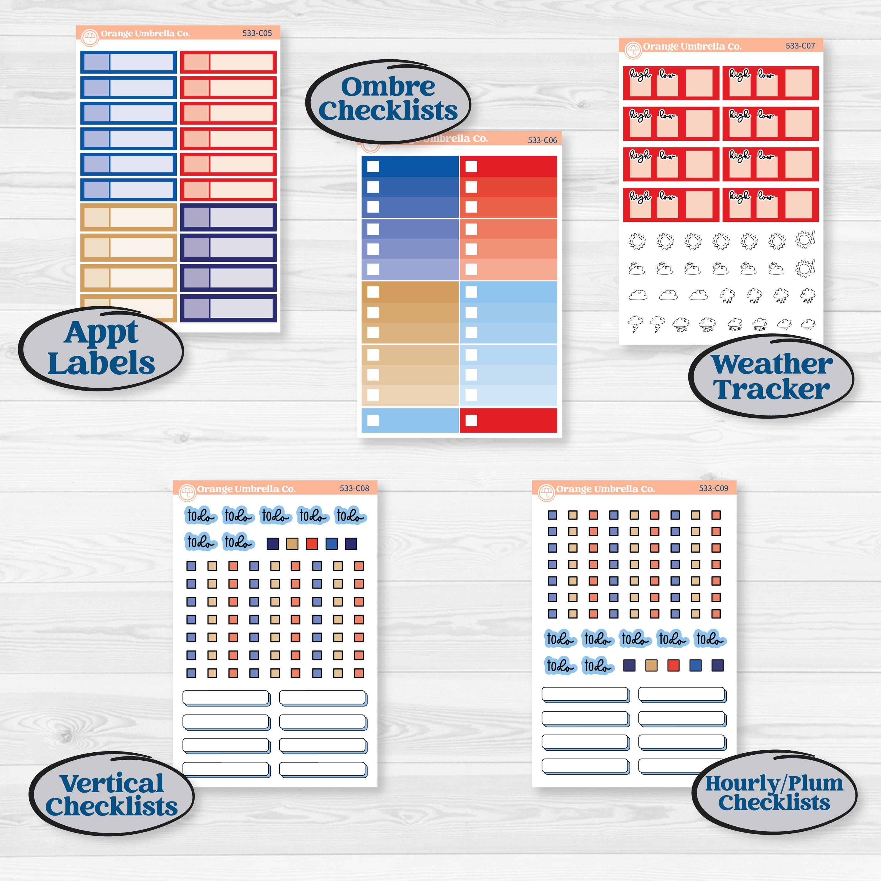 Fourth of July | Weekly Add-On Labels Planner Kit Stickers | Red White & Kaboom | KIT-533-C