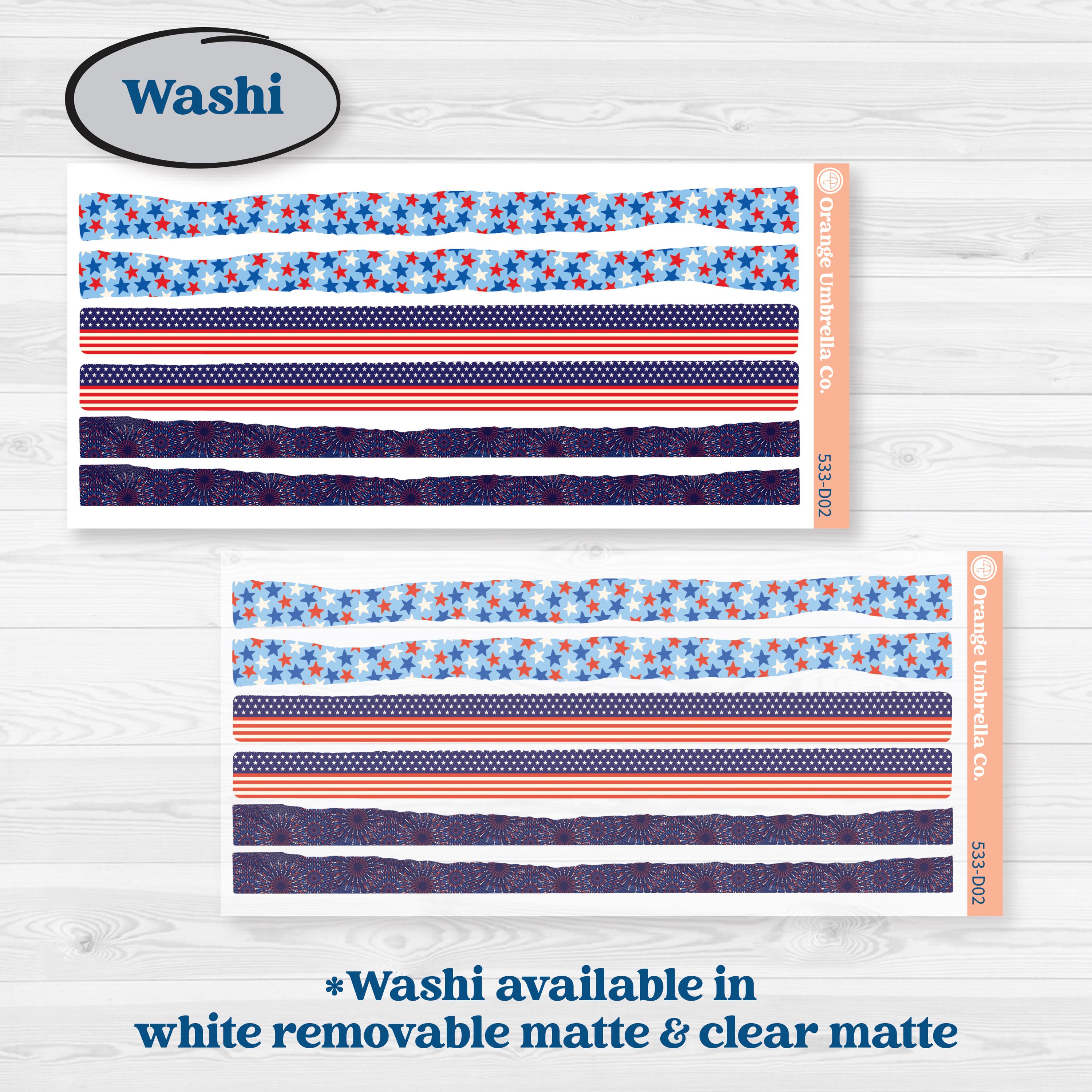 Fourth of July | Journaling or Scrapbooking Kit | Creative Junk Journal Planner Stickers | Red White & Kaboom | KIT-533-D