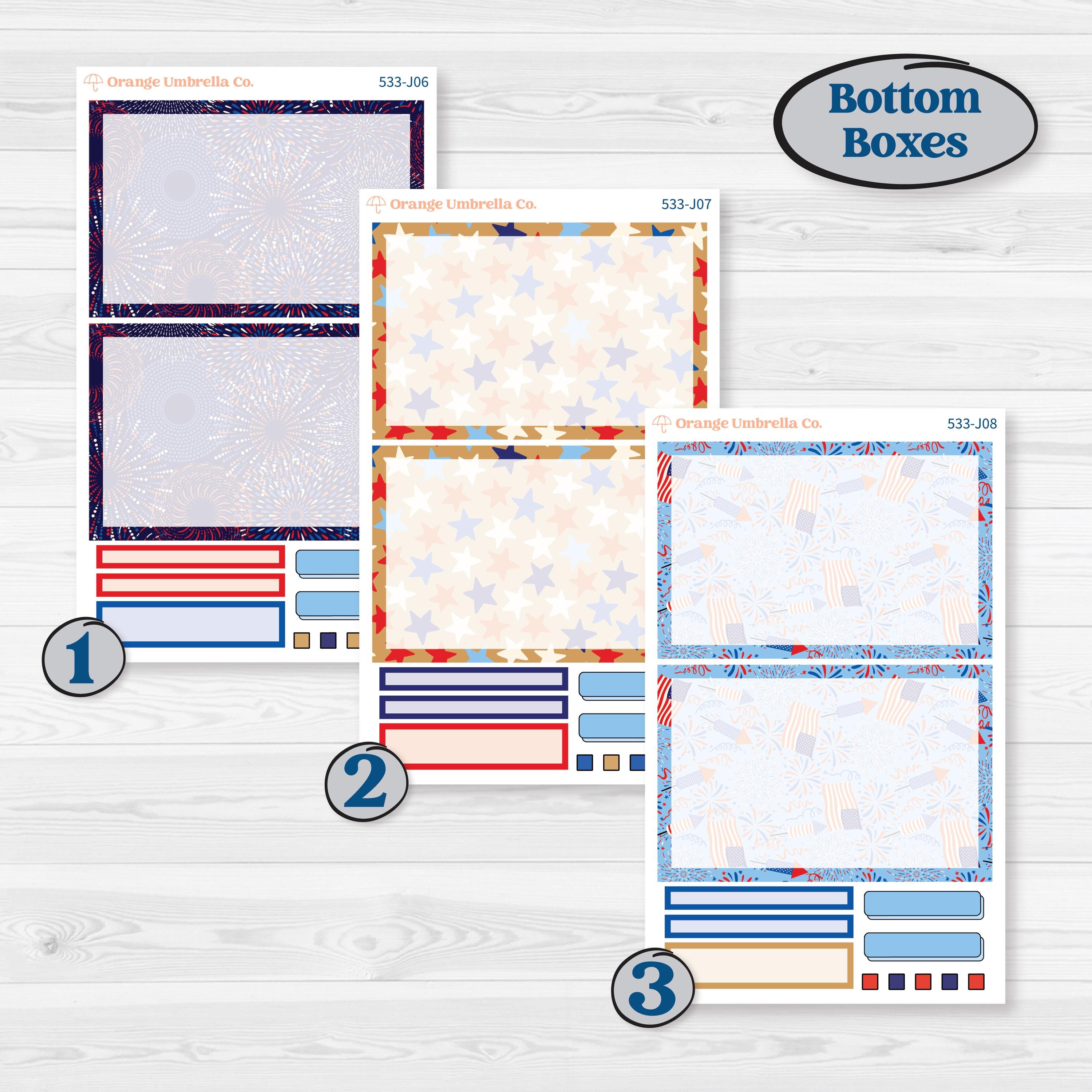 Fourth of July | A5 Daily Duo Planner Kit Stickers | Red White & Kaboom | KIT-533-J